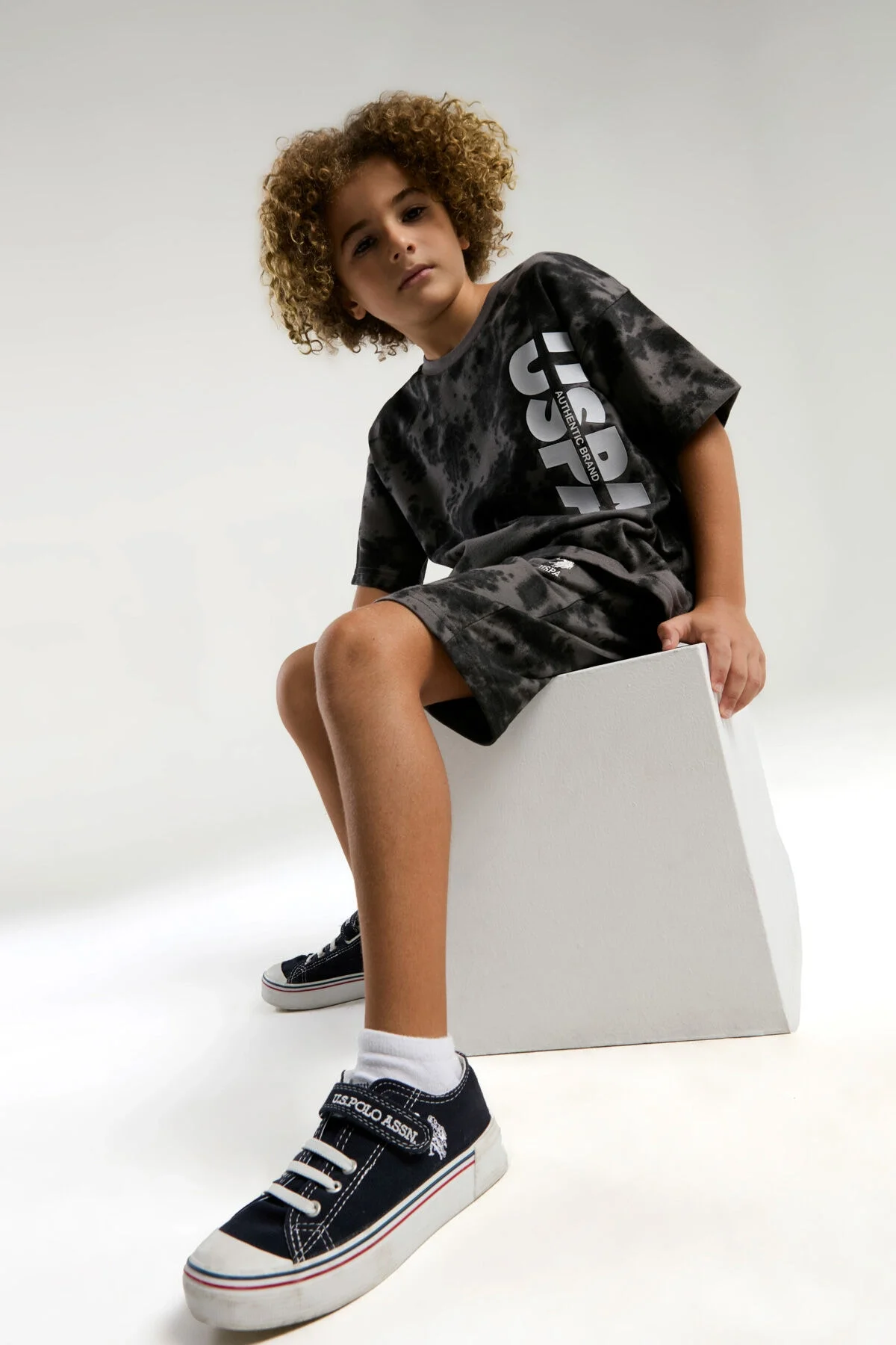 U.S. Polo Assn Erkek Çocuk Gri Bermuda Takım