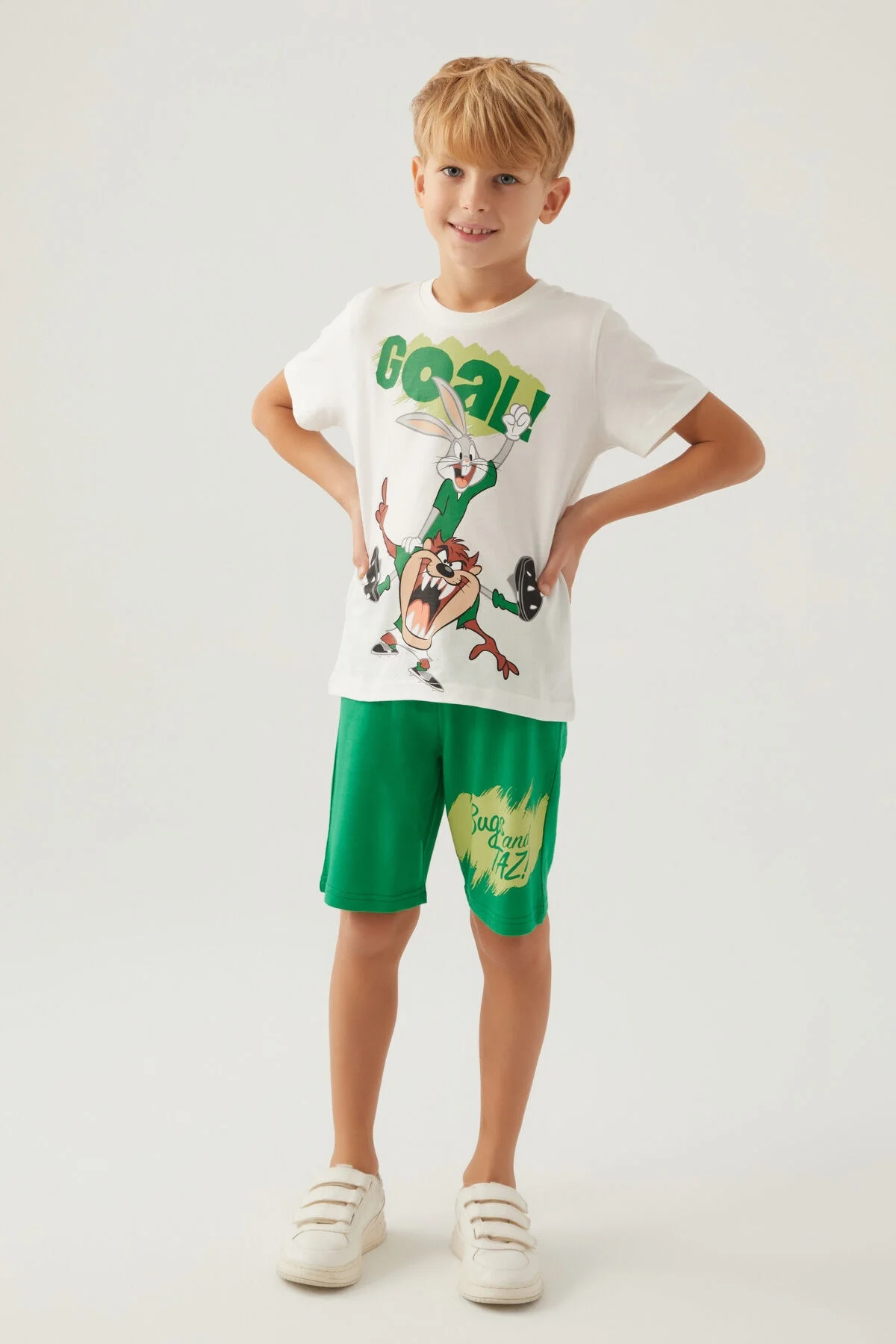 Looney Tunes Erkek Çocuk Krem Bermuda Takım