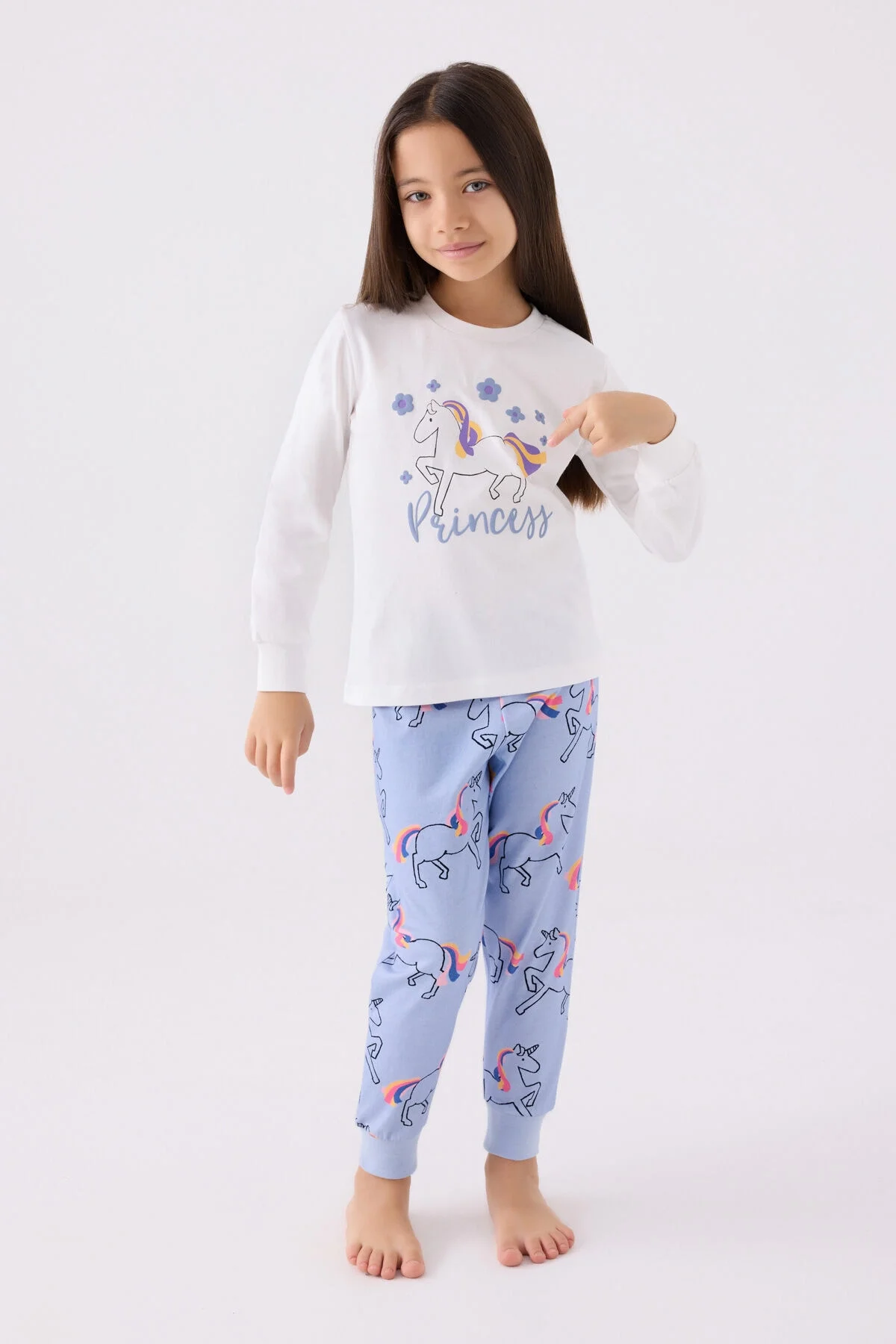 Rolypoly Kız Çocuk Beyaz Pijama Takımı