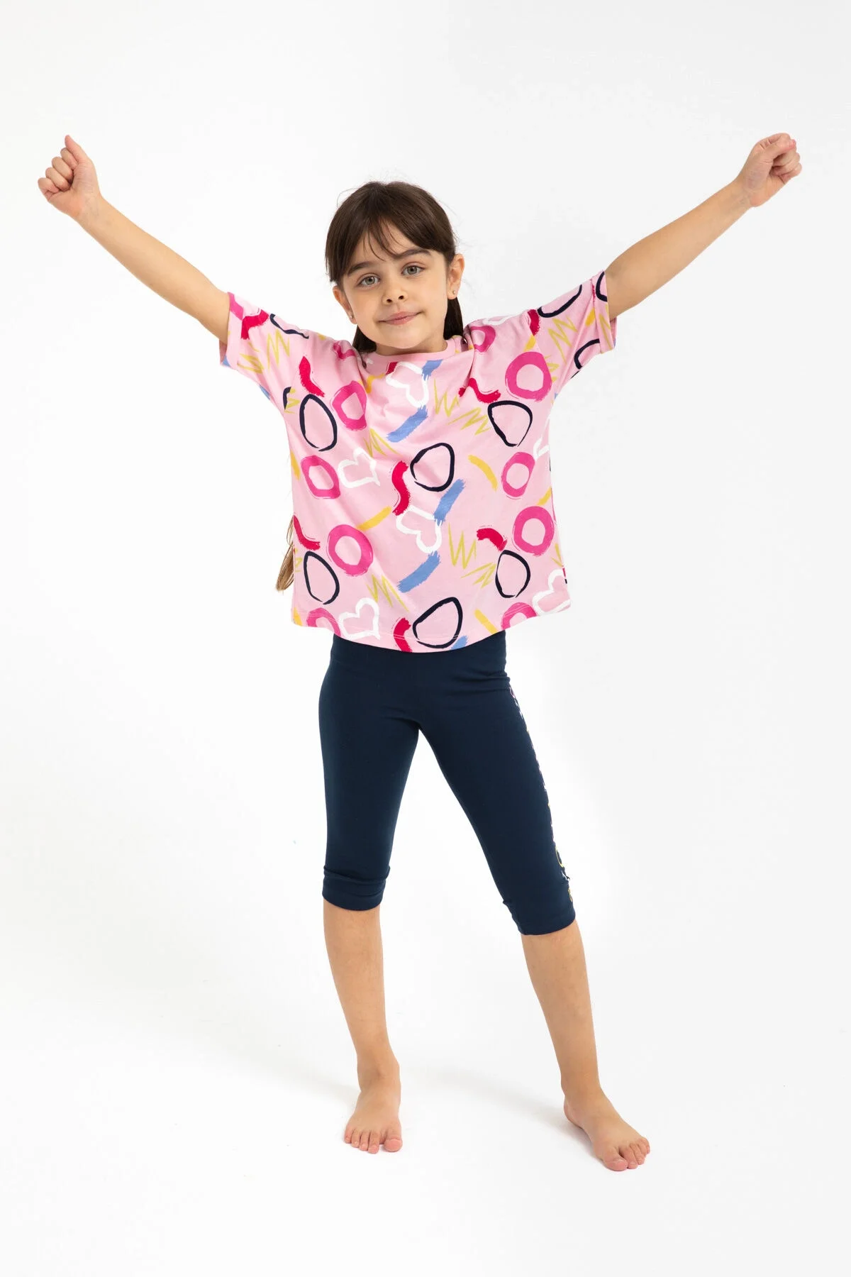 Rolypoly Kız Çocuk Pembe Kapri Takımı