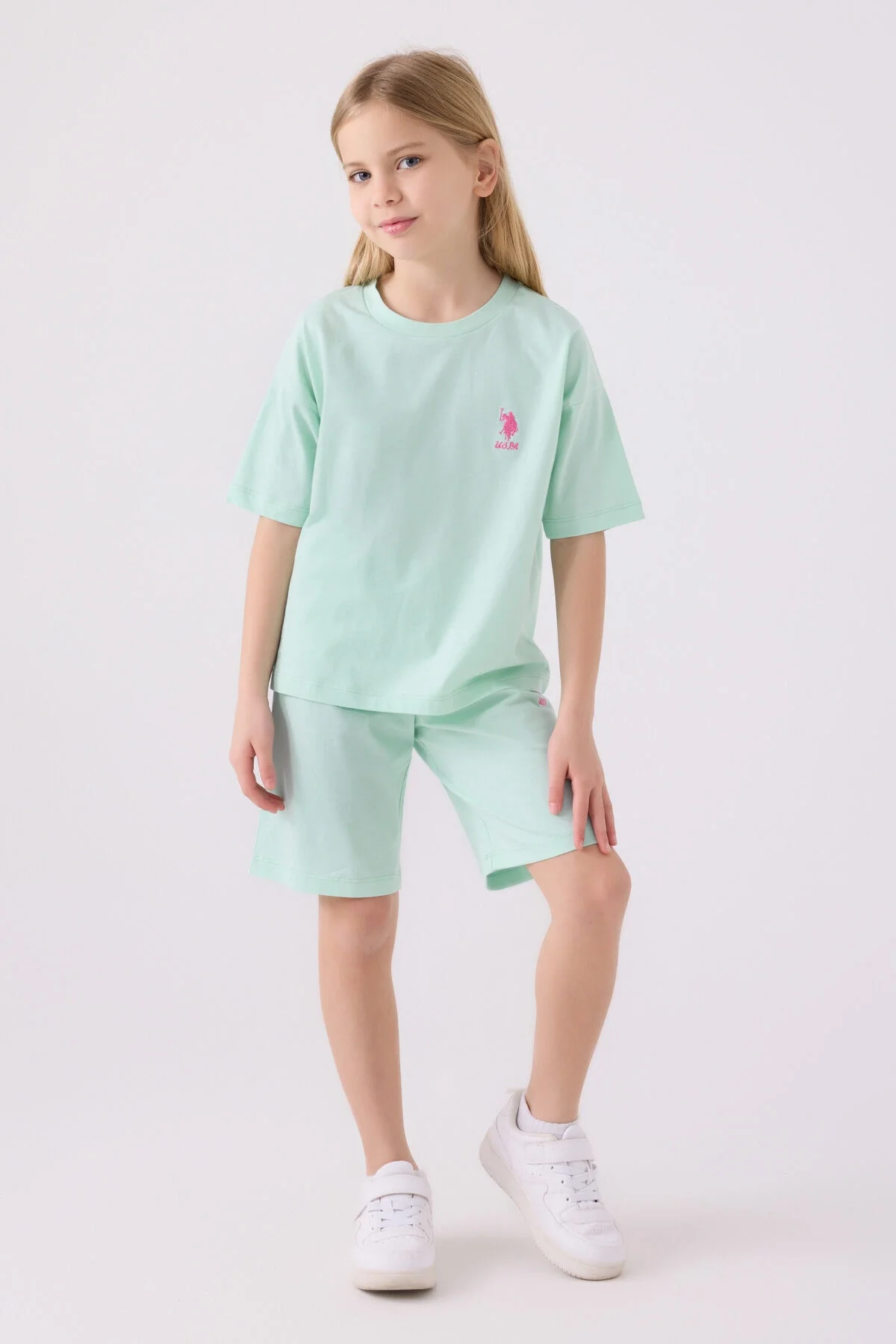 U.S. Polo Assn Kız Çocuk Mavi Bermuda Takım