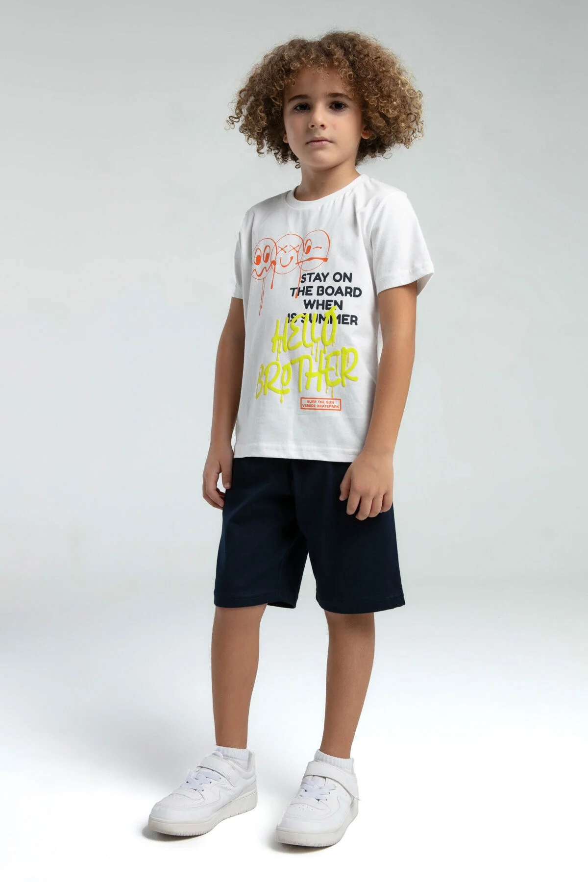 Rolypoly Erkek Çocuk Beyaz Bermuda Takım