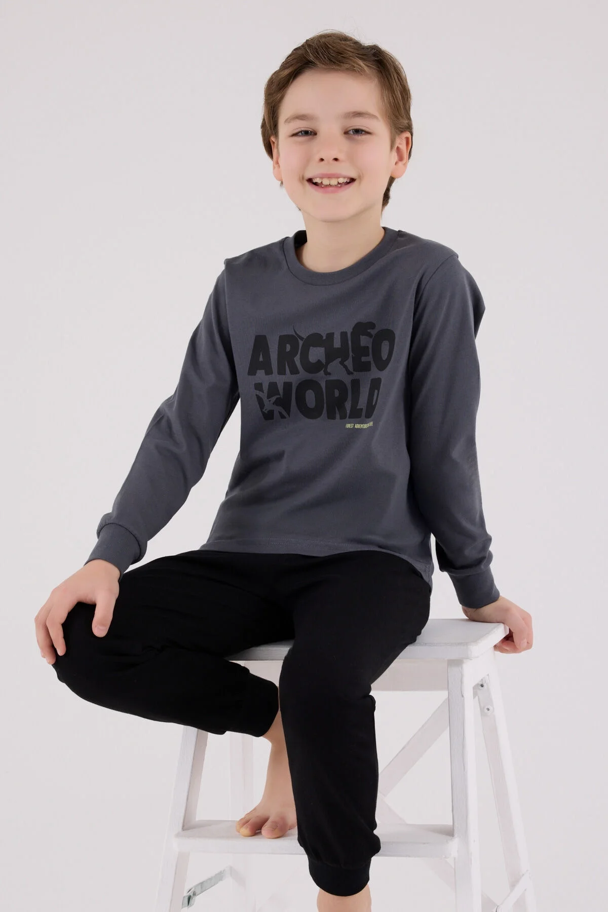 Rolypoly Erkek Çocuk Gri Pijama Takımı