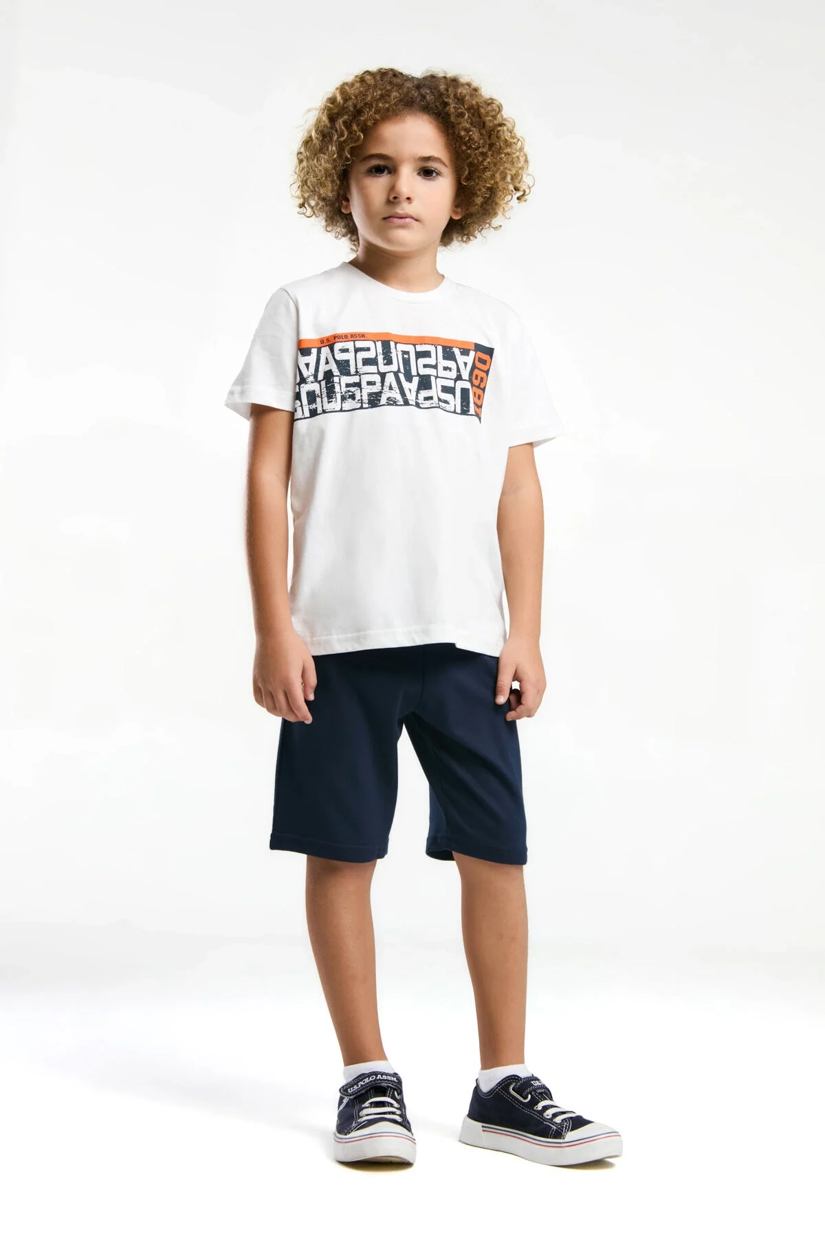 U.S. Polo Assn Erkek Çocuk Beyaz Bermuda Takım