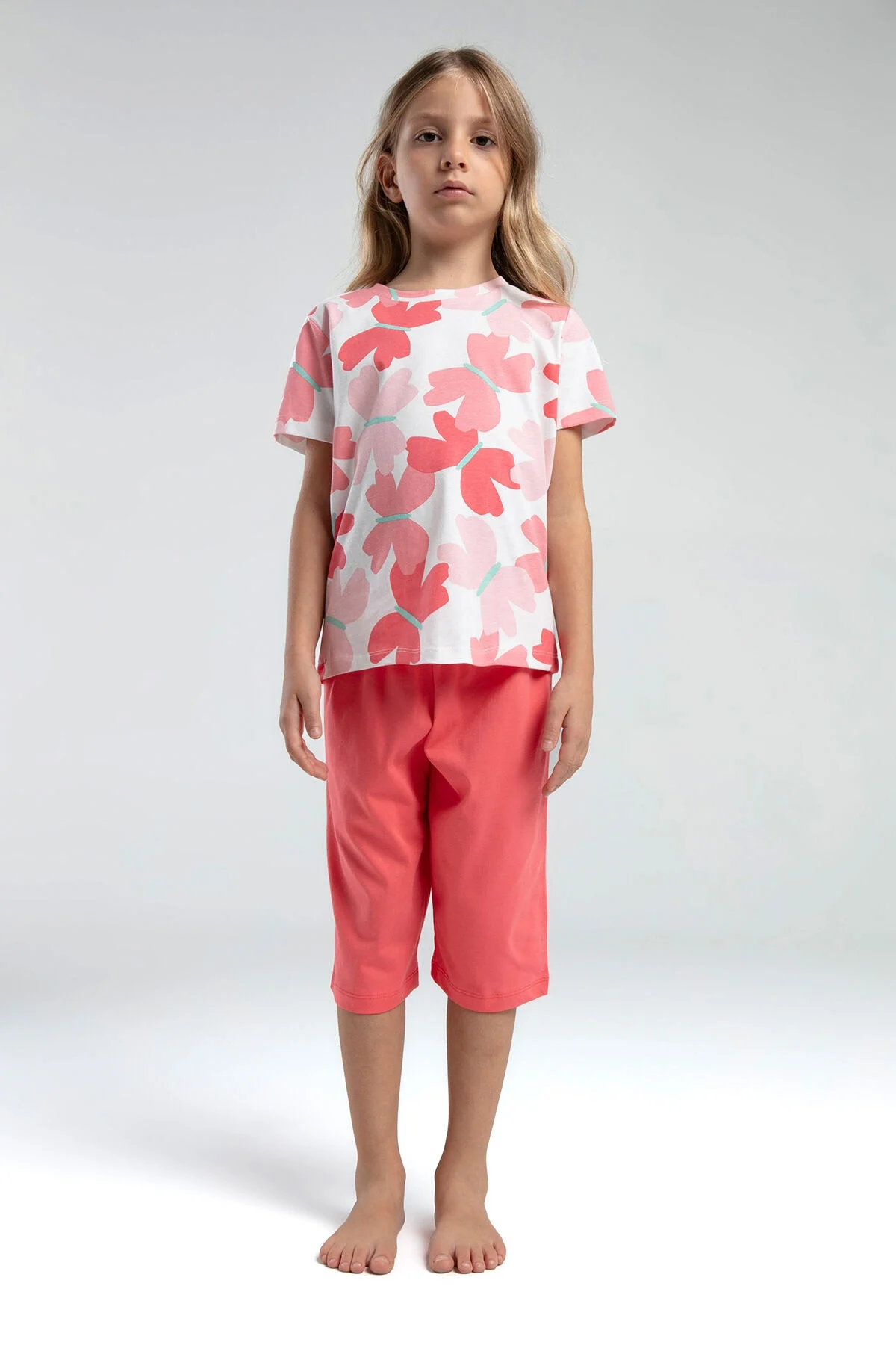 Rolypoly Kız Çocuk Pembe Kapri Takımı