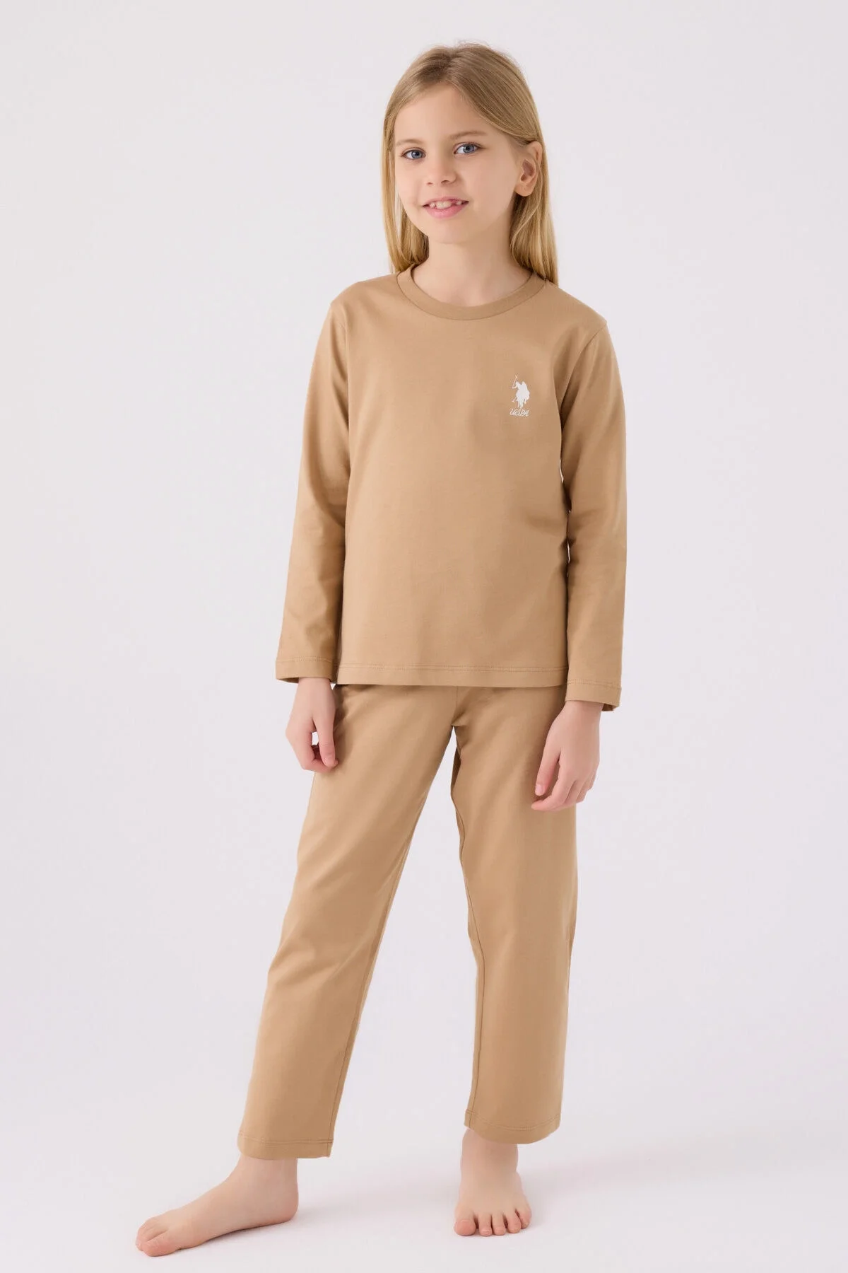 U.S. Polo Assn Kız Çocuk Kahverengi Pijama Takımı