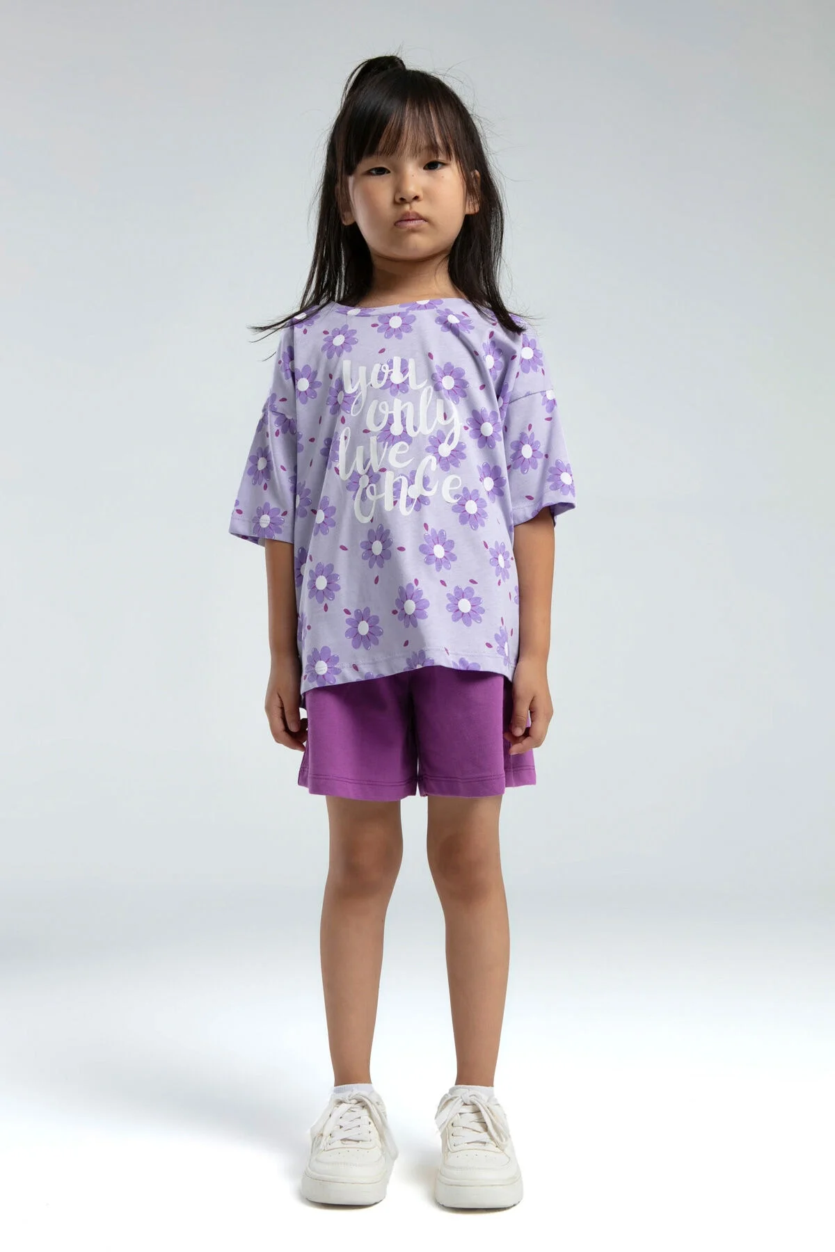 Rolypoly Kız Çocuk Mor Şort Takım