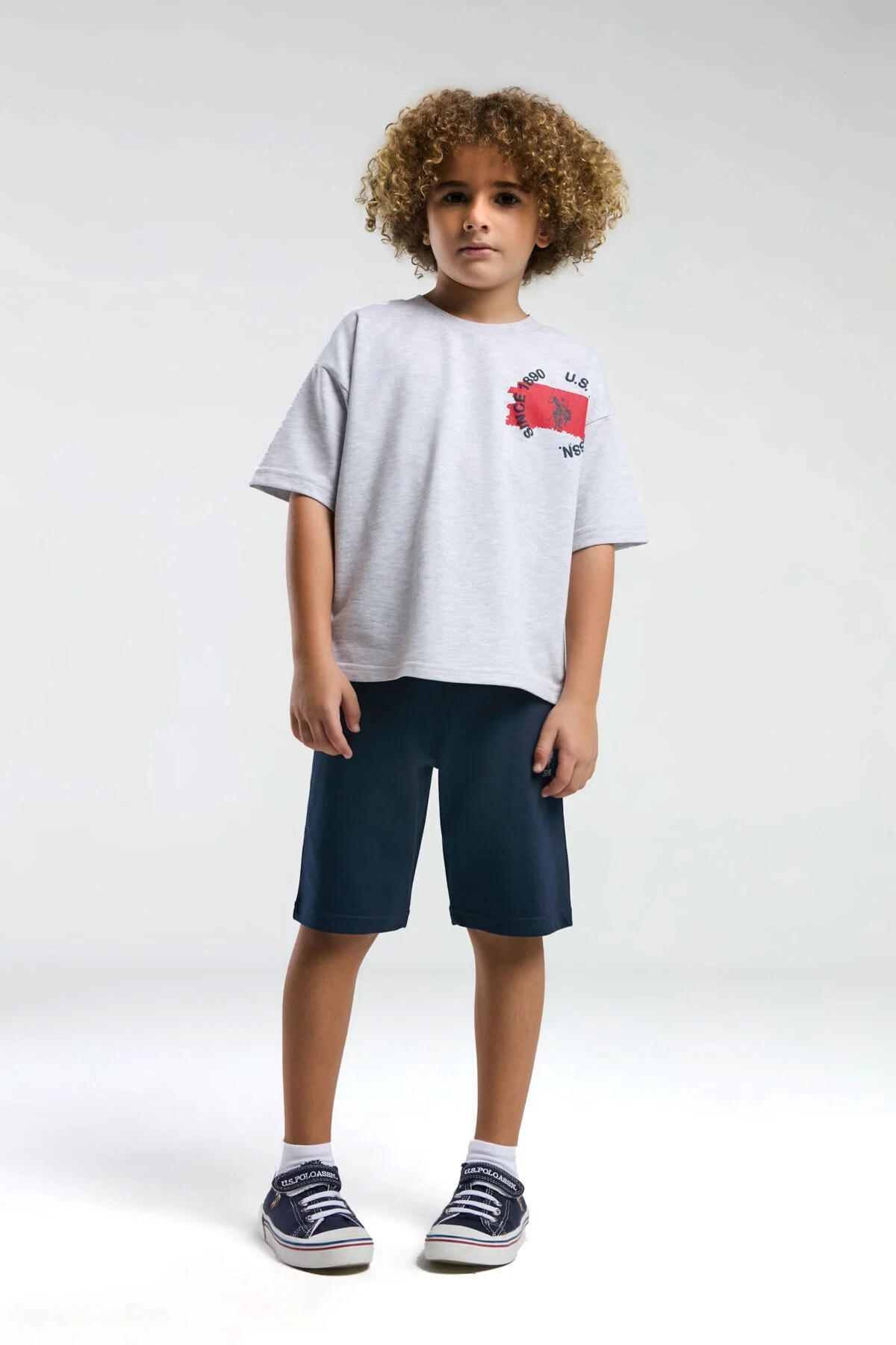 U.S. Polo Assn Erkek Çocuk Gri Bermuda Takım