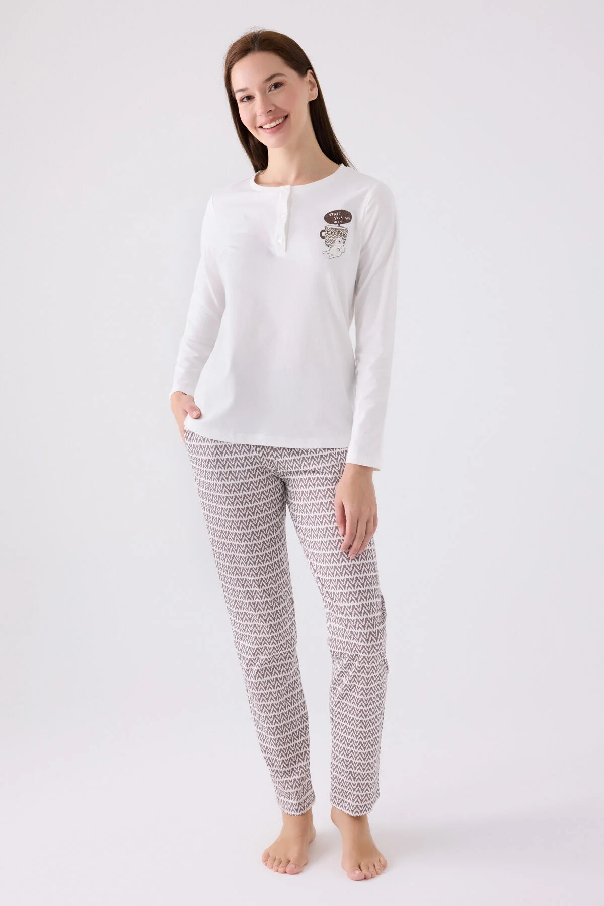 Arnetta Kadın Beyaz Pijama Takımı