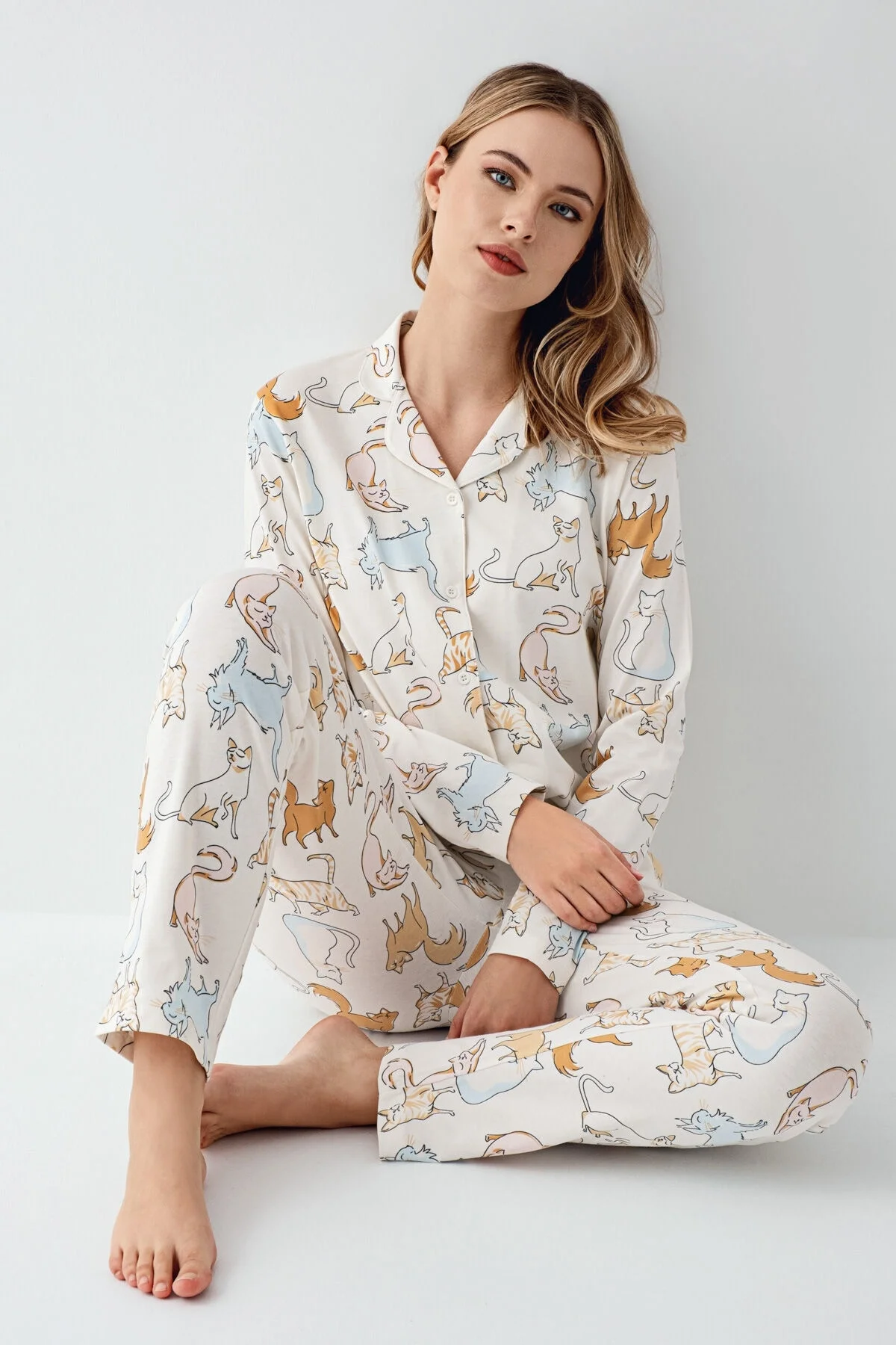 Rolypoly Kadın Beyaz Gömlek Pijama