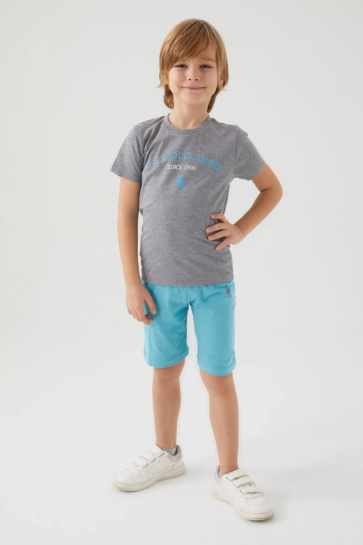 U.S. Polo Assn Erkek Çocuk Gri Bermuda Takım