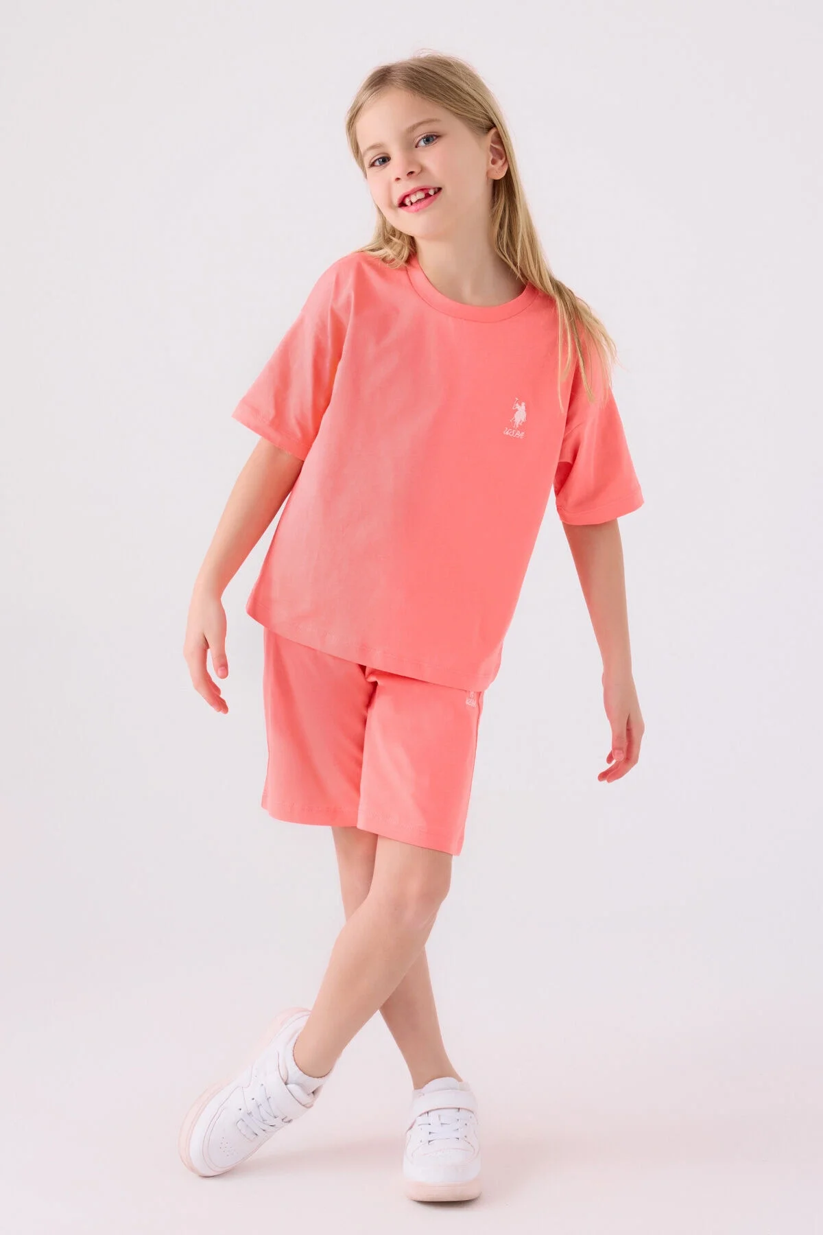 U.S. Polo Assn Kız Çocuk Pembe Bermuda Takım