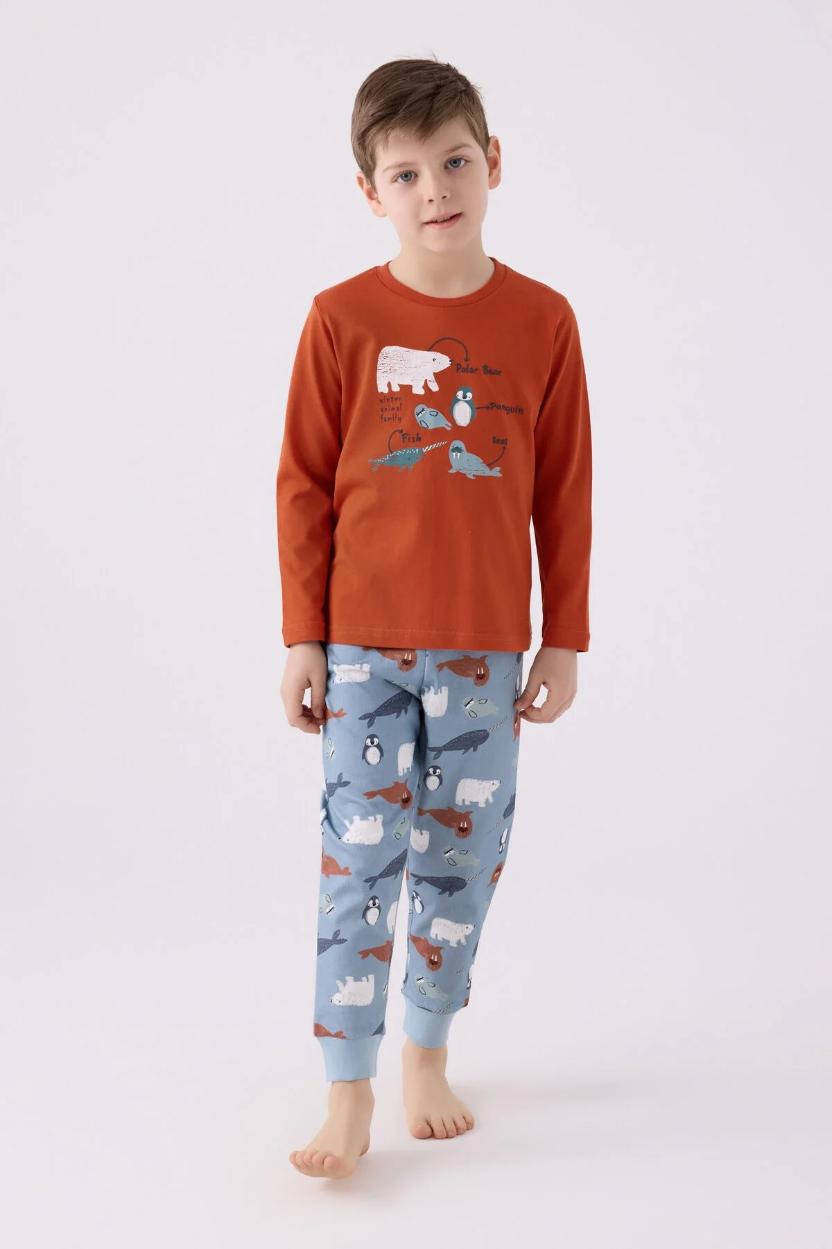 Rolypoly Erkek Çocuk Kahverengi Pijama Takımı