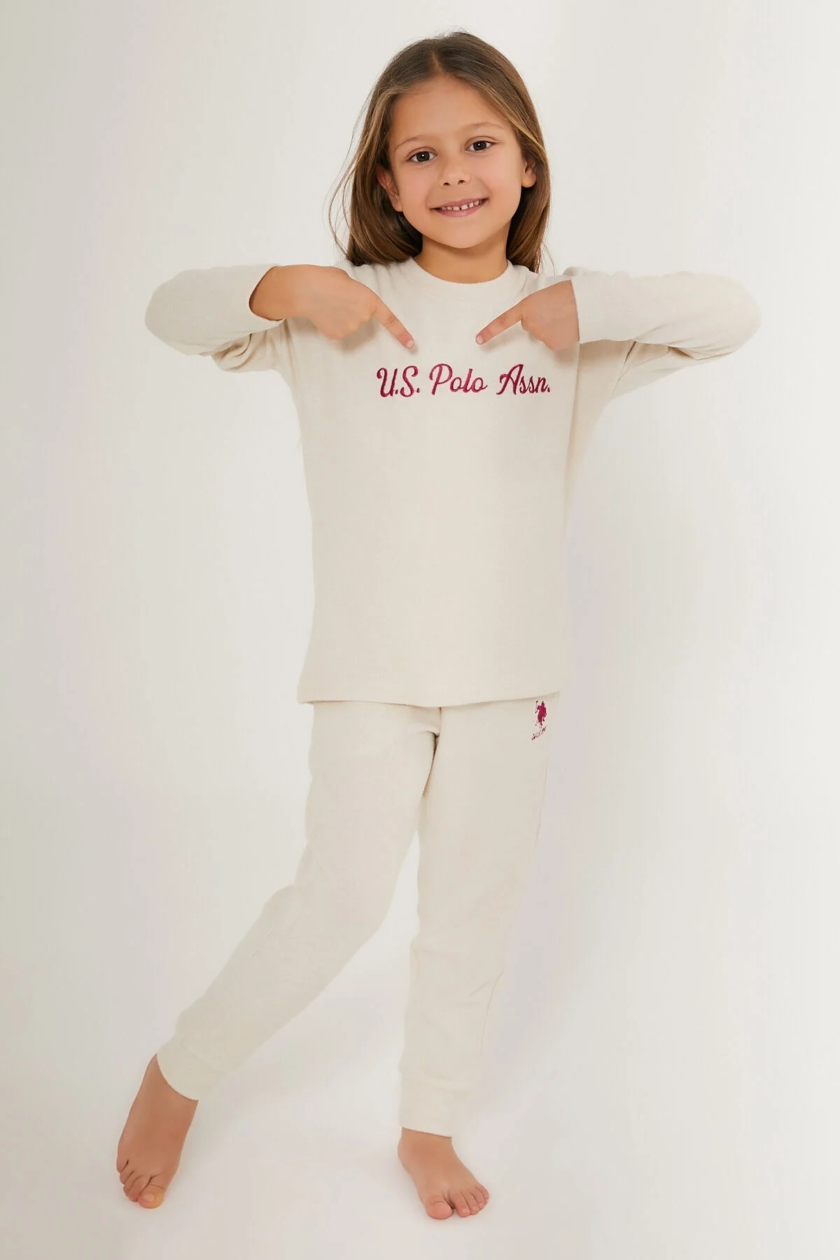 U.S. Polo Assn Kız Çocuk Krem Eşofman Takımı