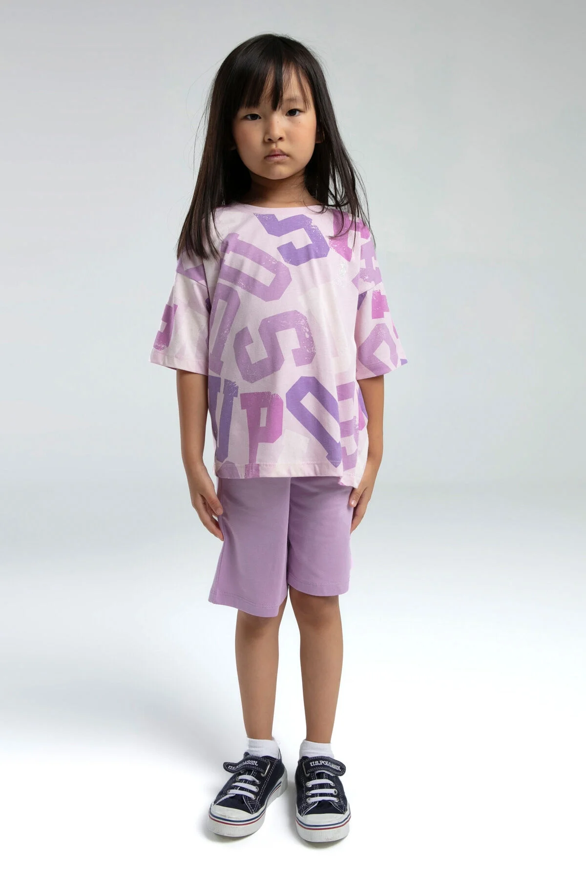 U.S. Polo Assn Kız Çocuk Pembe Bermuda Takım