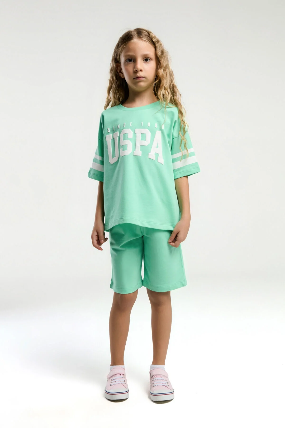 U.S. Polo Assn Kız Çocuk Yeşil Bermuda Takım