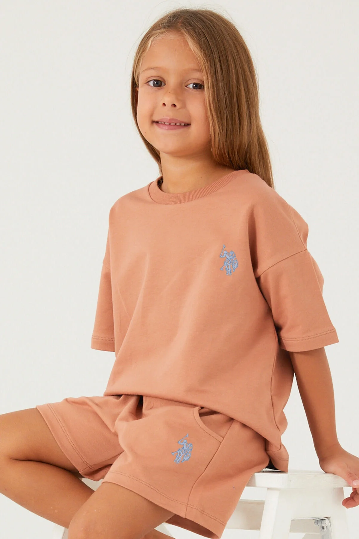 U.S. Polo Assn Kız Çocuk Kahverengi Şort Takım