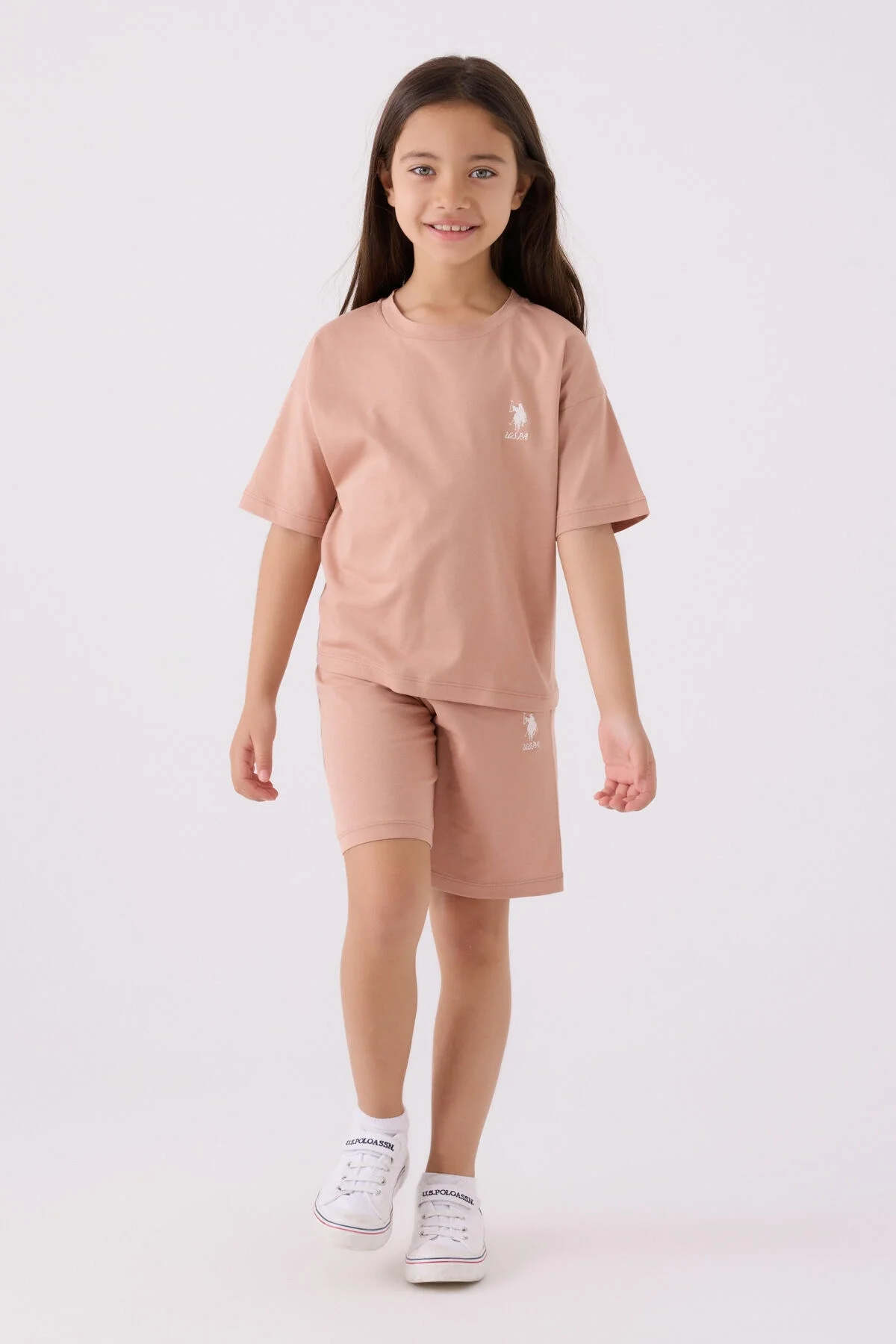 U.S. Polo Assn Kız Çocuk Pembe Bermuda Takım