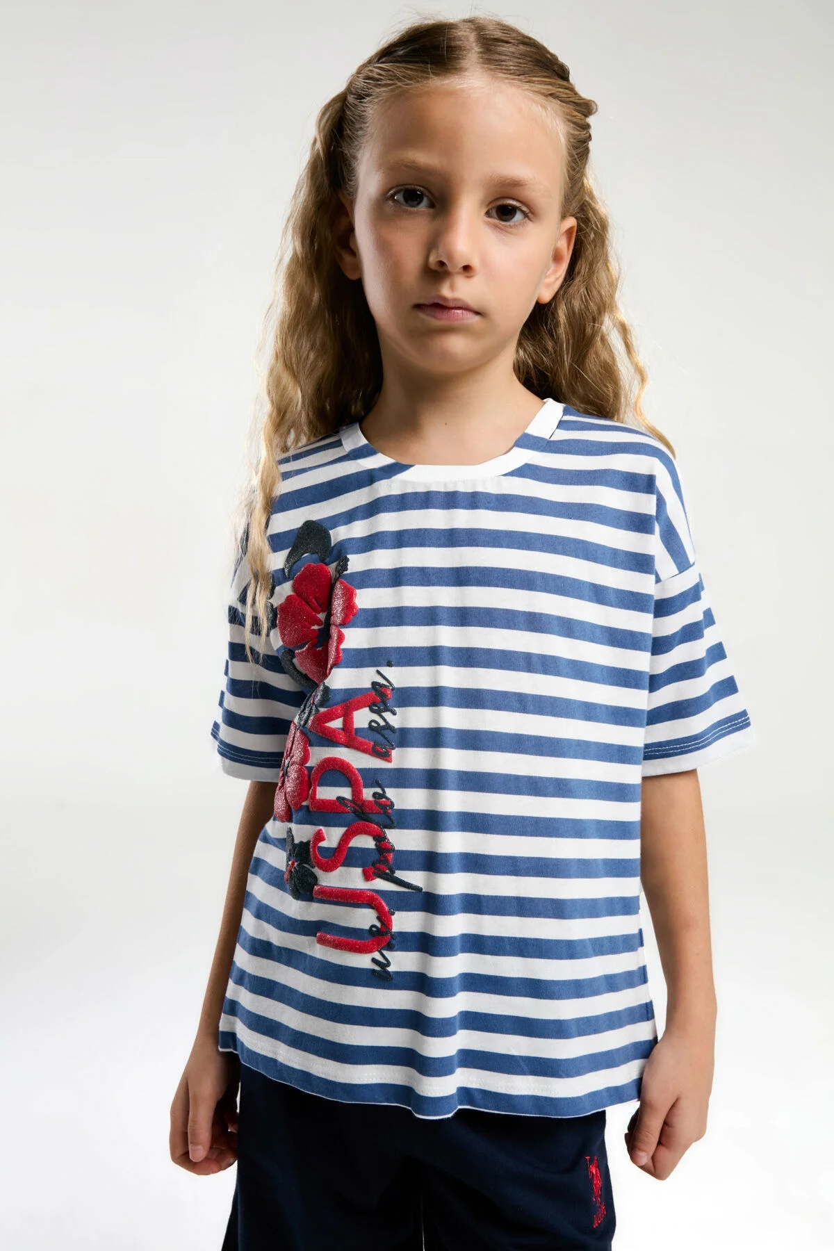 U.S. Polo Assn Kız Çocuk Mavi Bermuda Takım