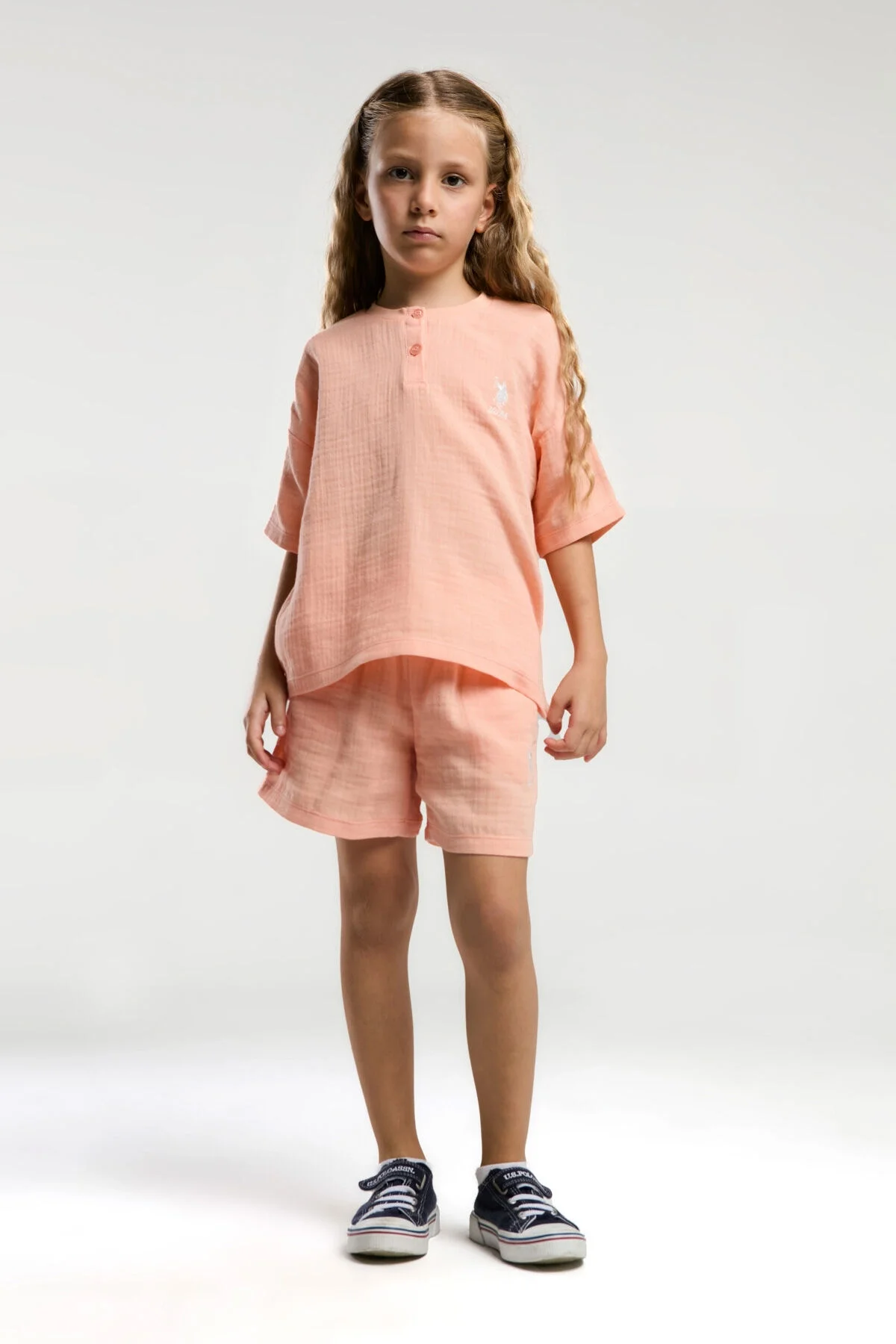 U.S. Polo Assn Kız Çocuk Turuncu Şort Takım