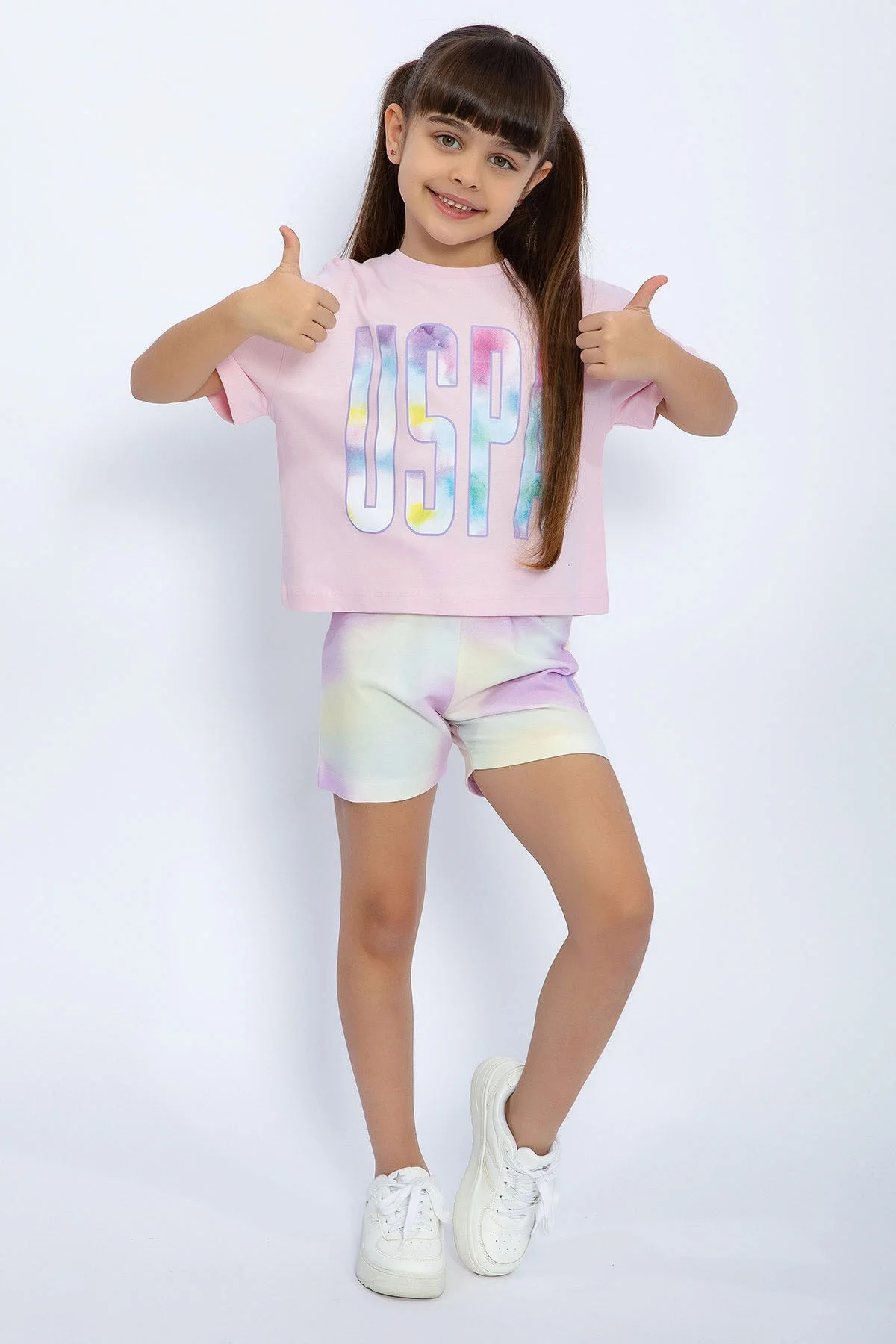 U.S. Polo Assn Kids Kız Çocuk Pembe Şort Takım