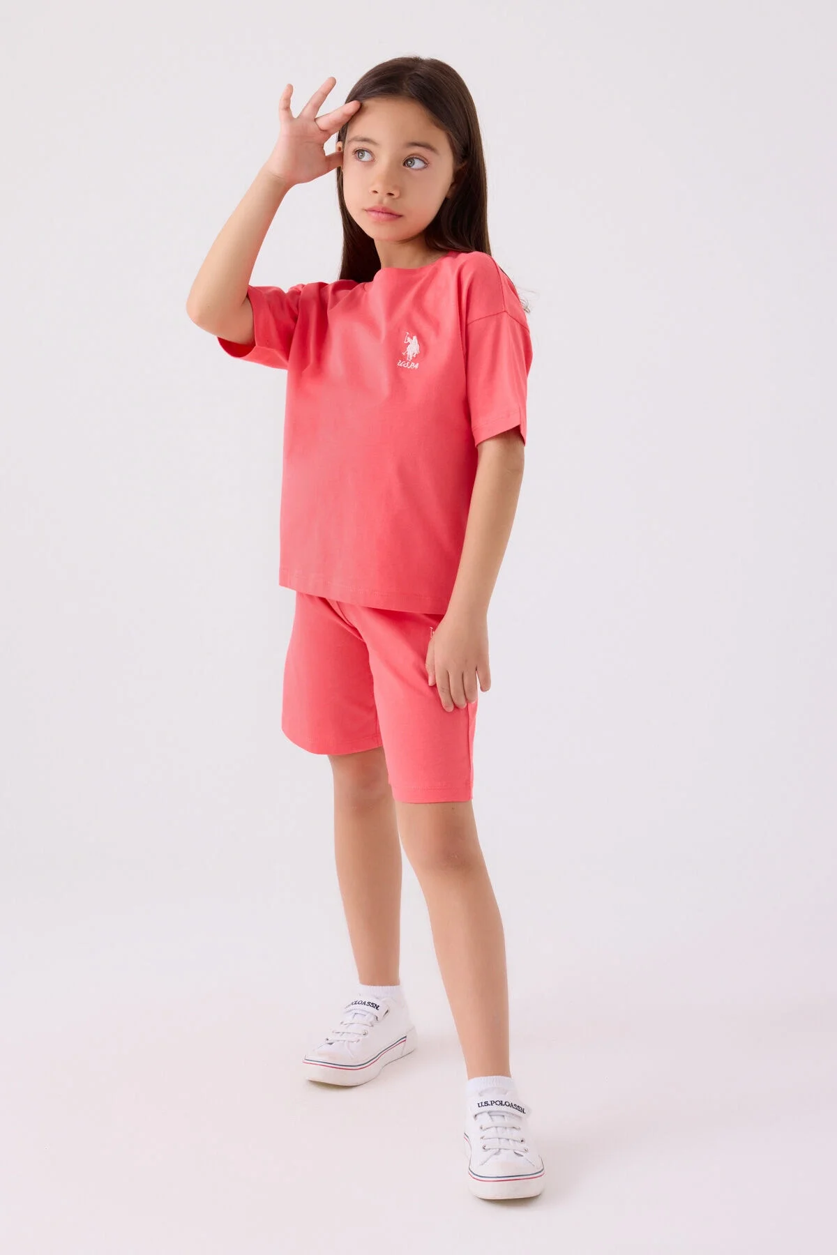 U.S. Polo Assn Kız Çocuk Pembe Bermuda Takım