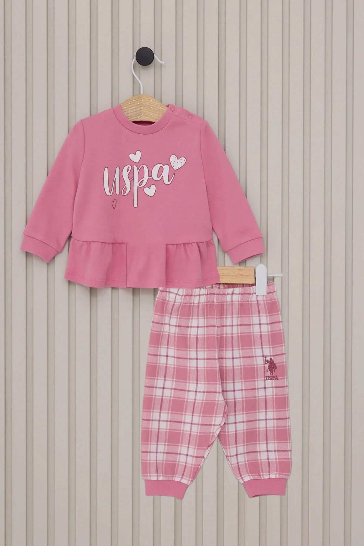 U.S. Polo Assn Kız Bebek Pembe Takım