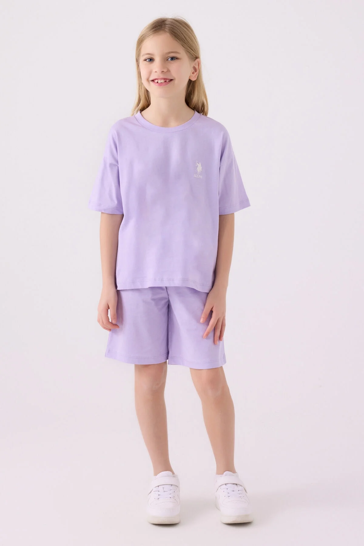U.S. Polo Assn Kız Çocuk Mor Bermuda Takım