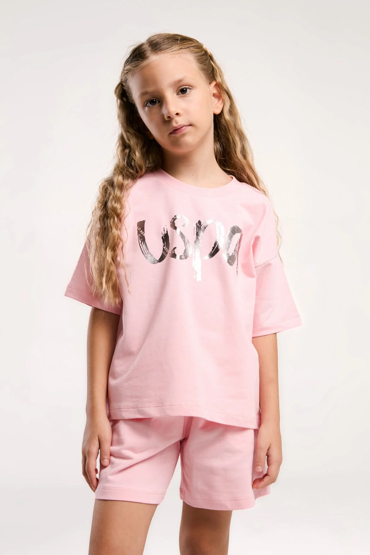 U.S. Polo Assn Kız Çocuk Pembe Şort Takım