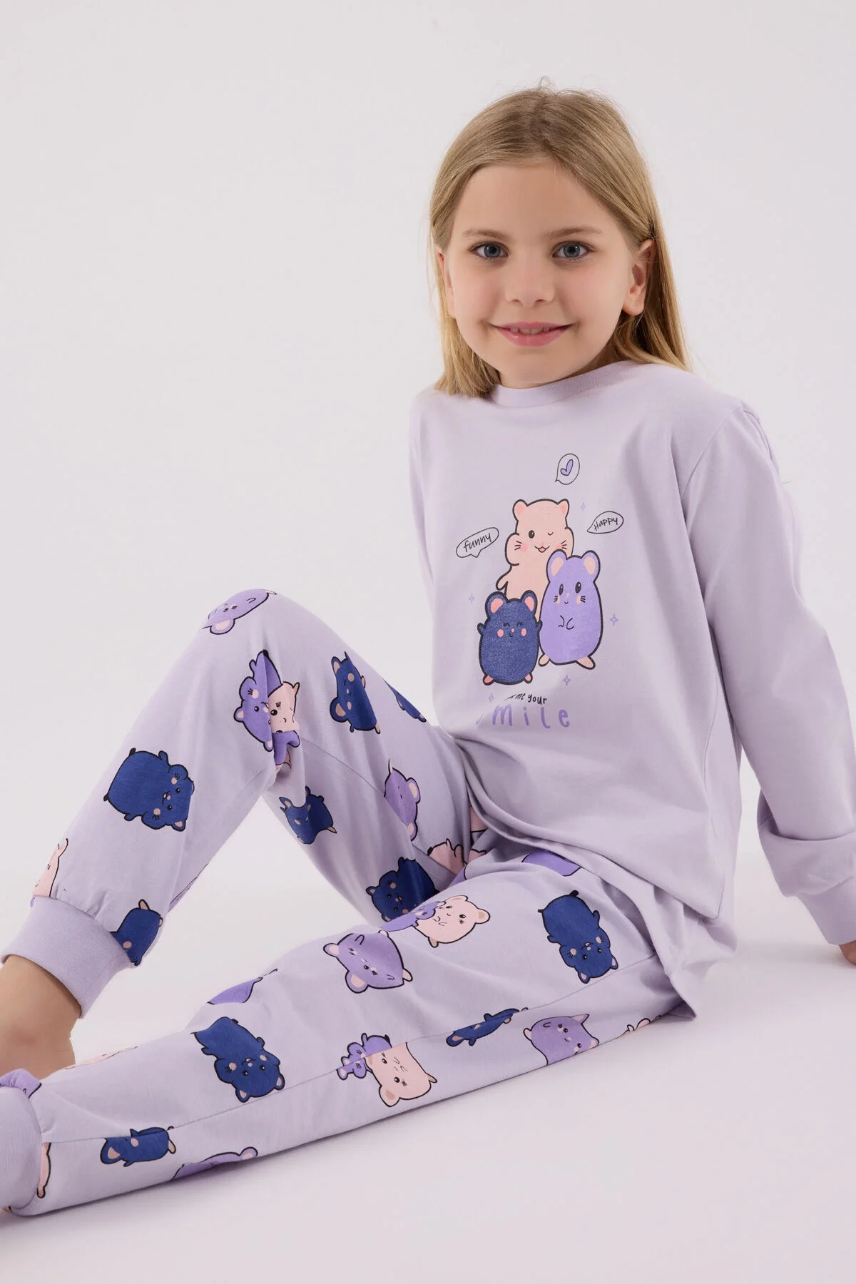 Rolypoly Kız Çocuk Mor Pijama Takımı