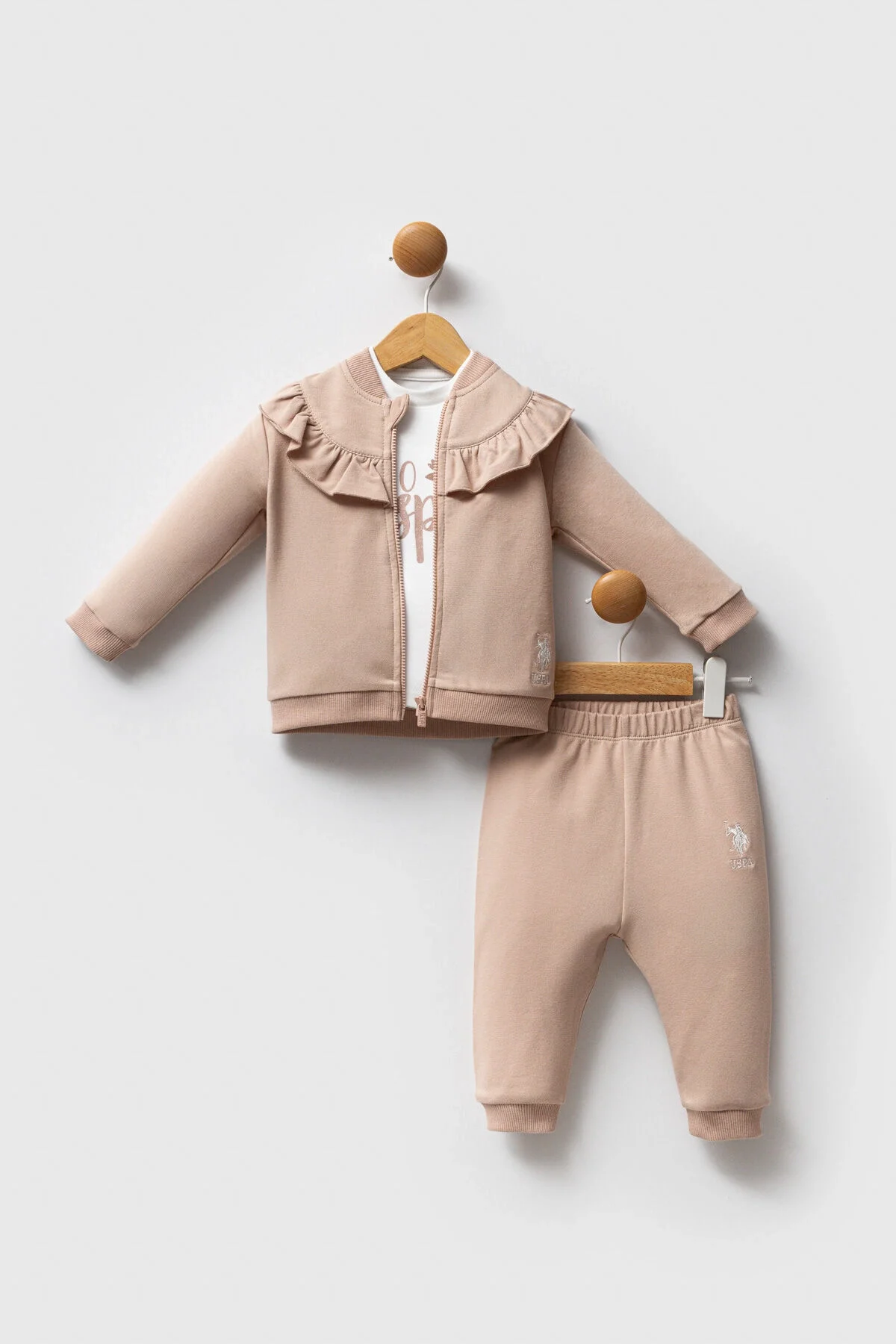 U.S. Polo Assn Kız Bebek Kahverengi Takım