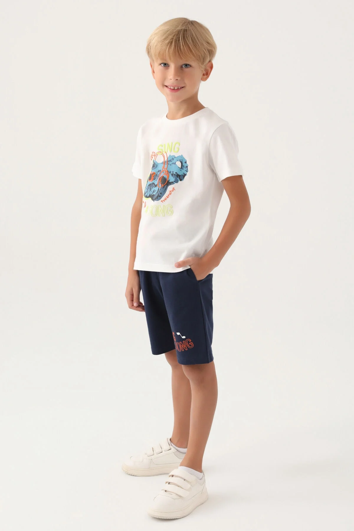 Rolypoly Erkek Çocuk Beyaz Bermuda Takım