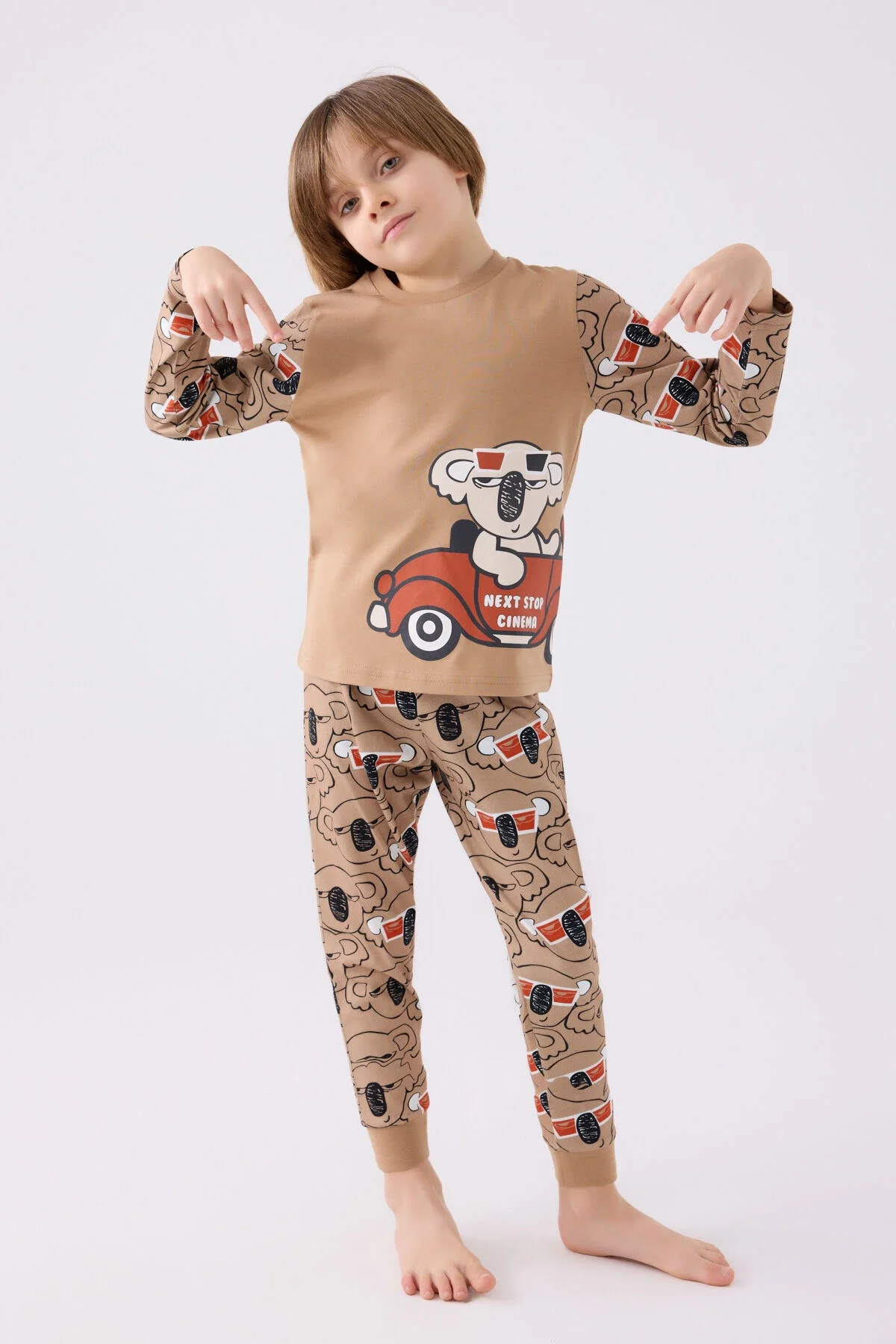 Rolypoly Erkek Çocuk Kahverengi Pijama Takımı