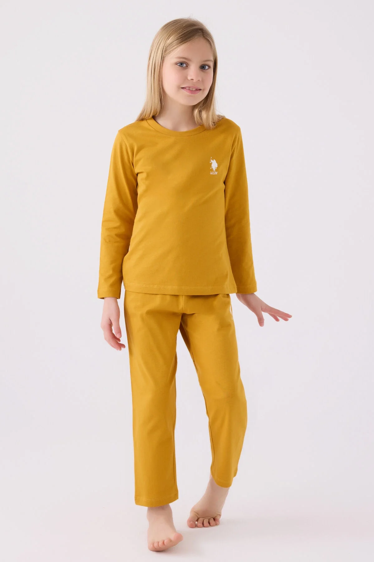 U.S. Polo Assn Kız Çocuk Sarı Pijama Takımı
