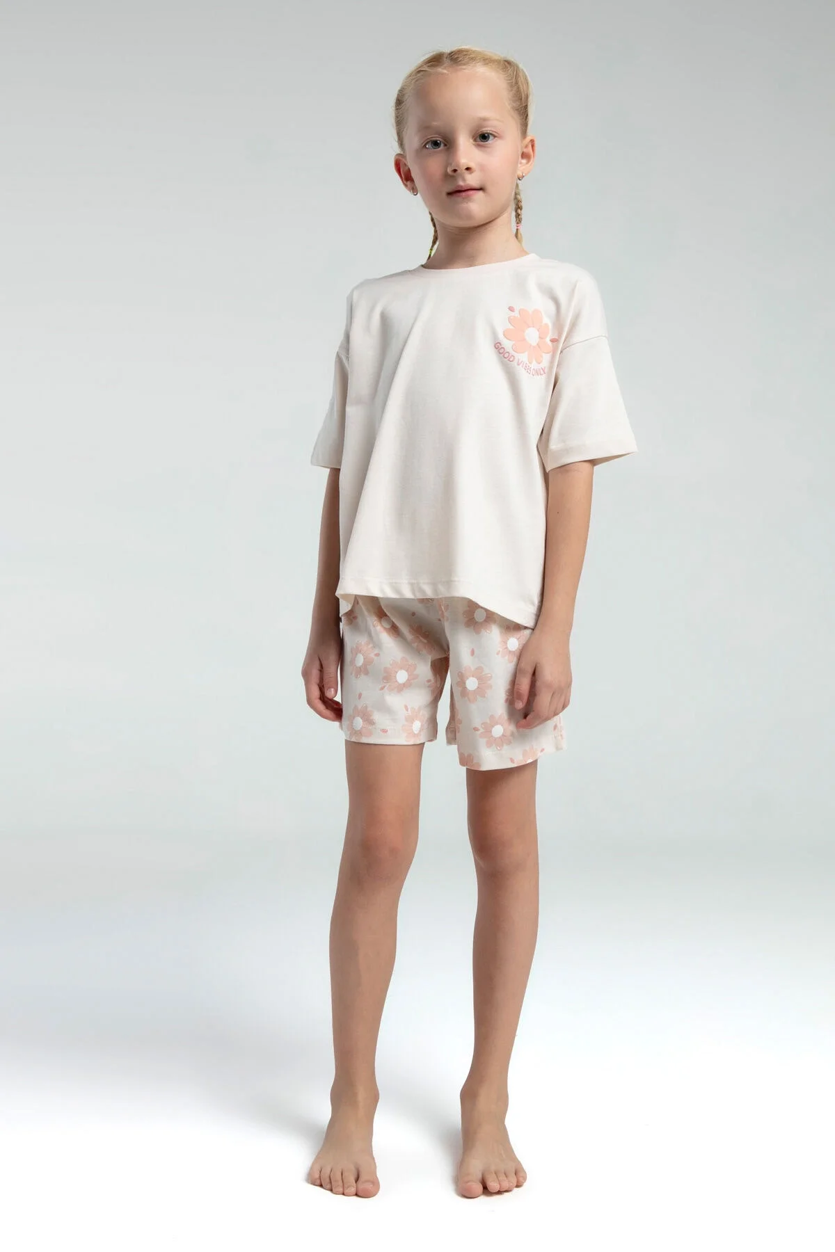 Rolypoly Kız Çocuk Krem Şort Takım