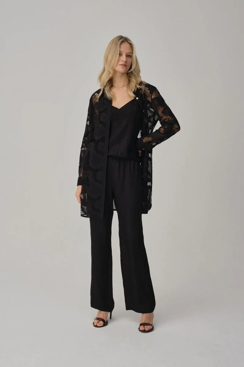 ANNA - Kimonolu Kadın Pijama Takımı - Black