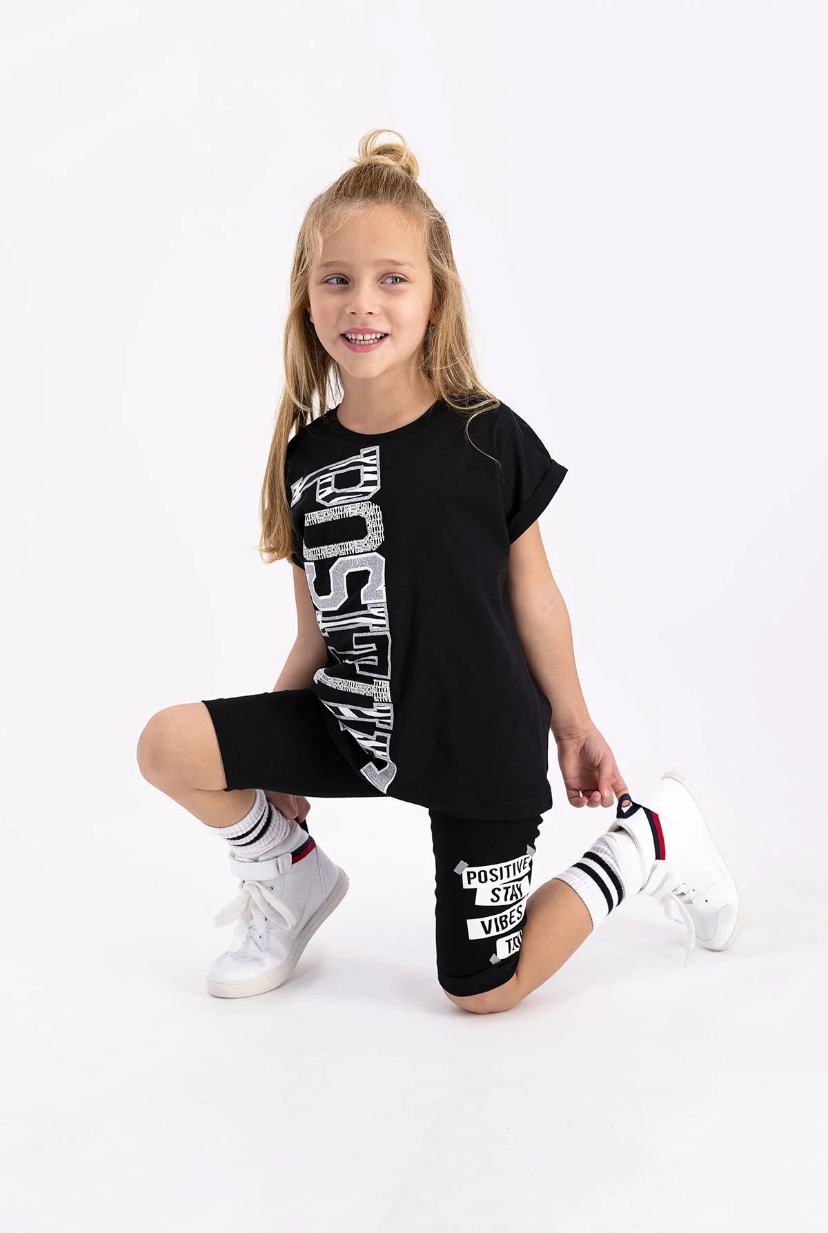 Rolypoly Kız Çocuk Siyah Bermuda Takım