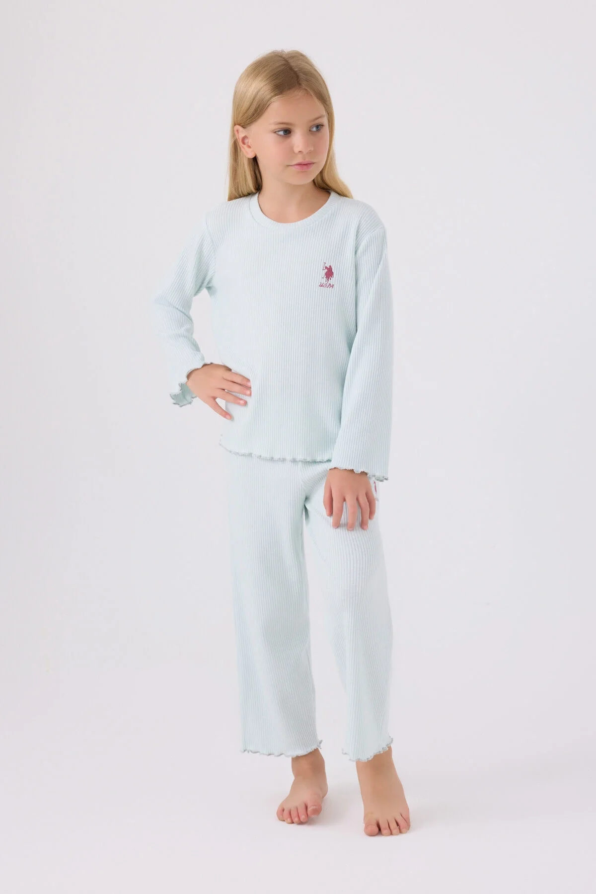 U.S. Polo Assn Kız Çocuk Mavi Pijama Takımı