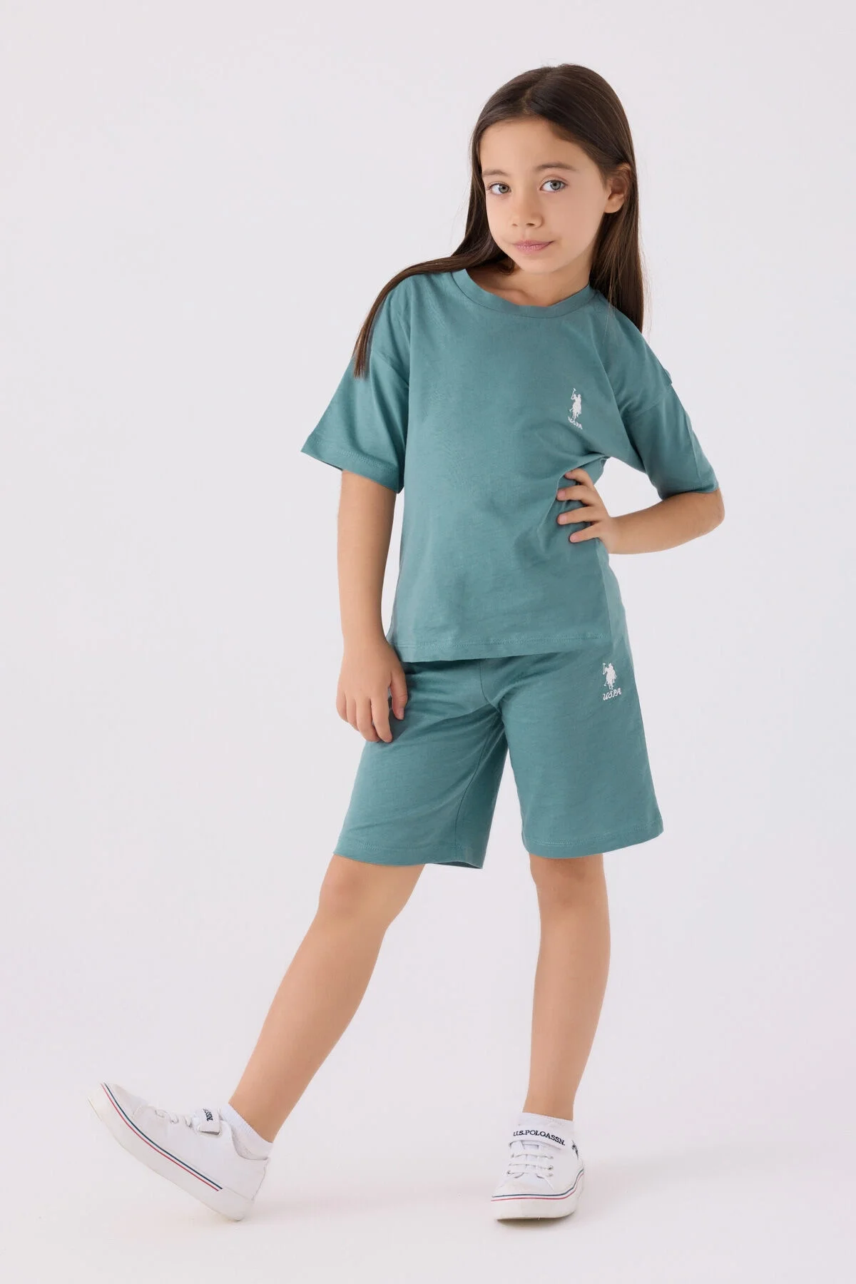 U.S. Polo Assn Kız Çocuk Mavi Bermuda Takım