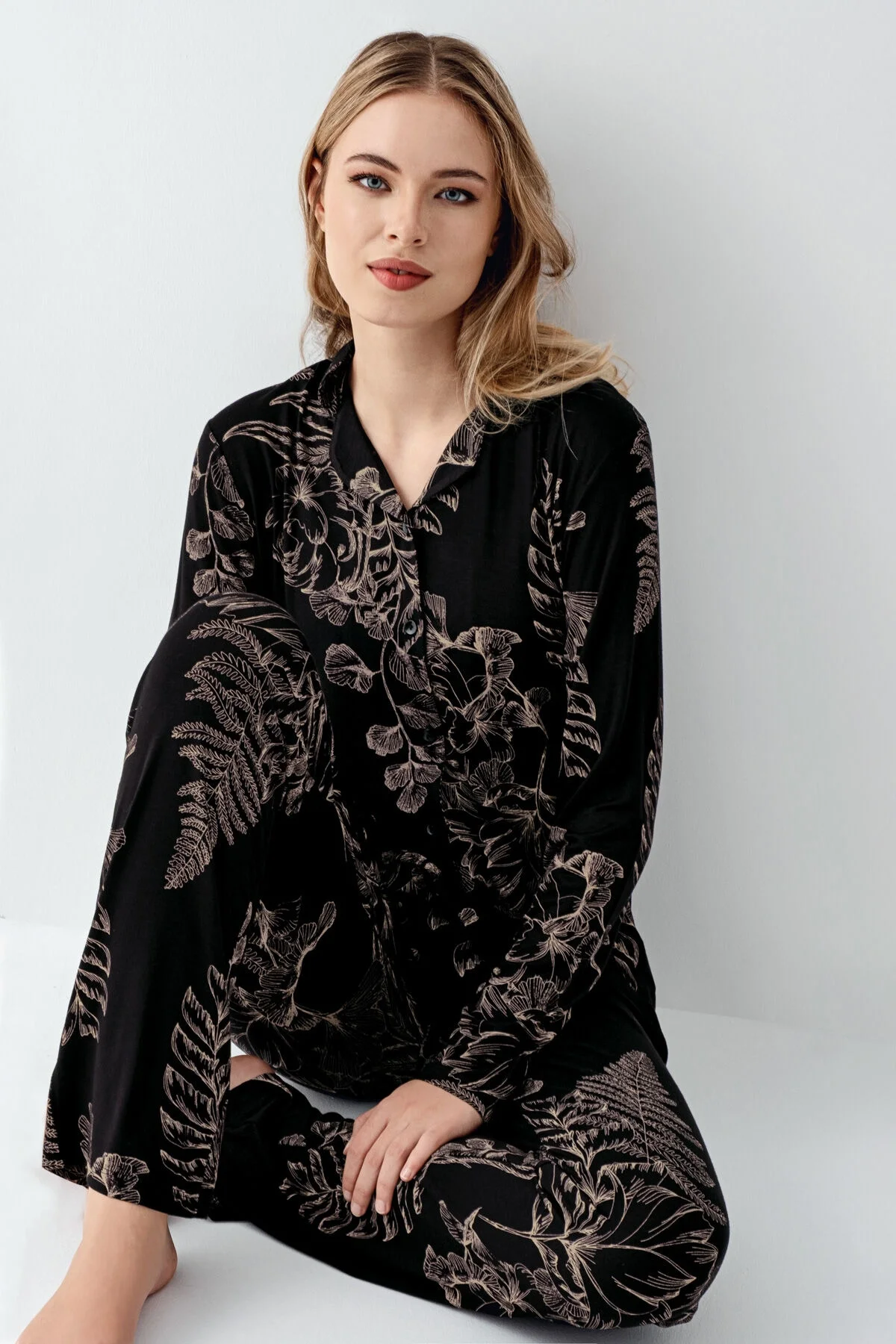 Arnetta Kadın Siyah Gömlek Pijama