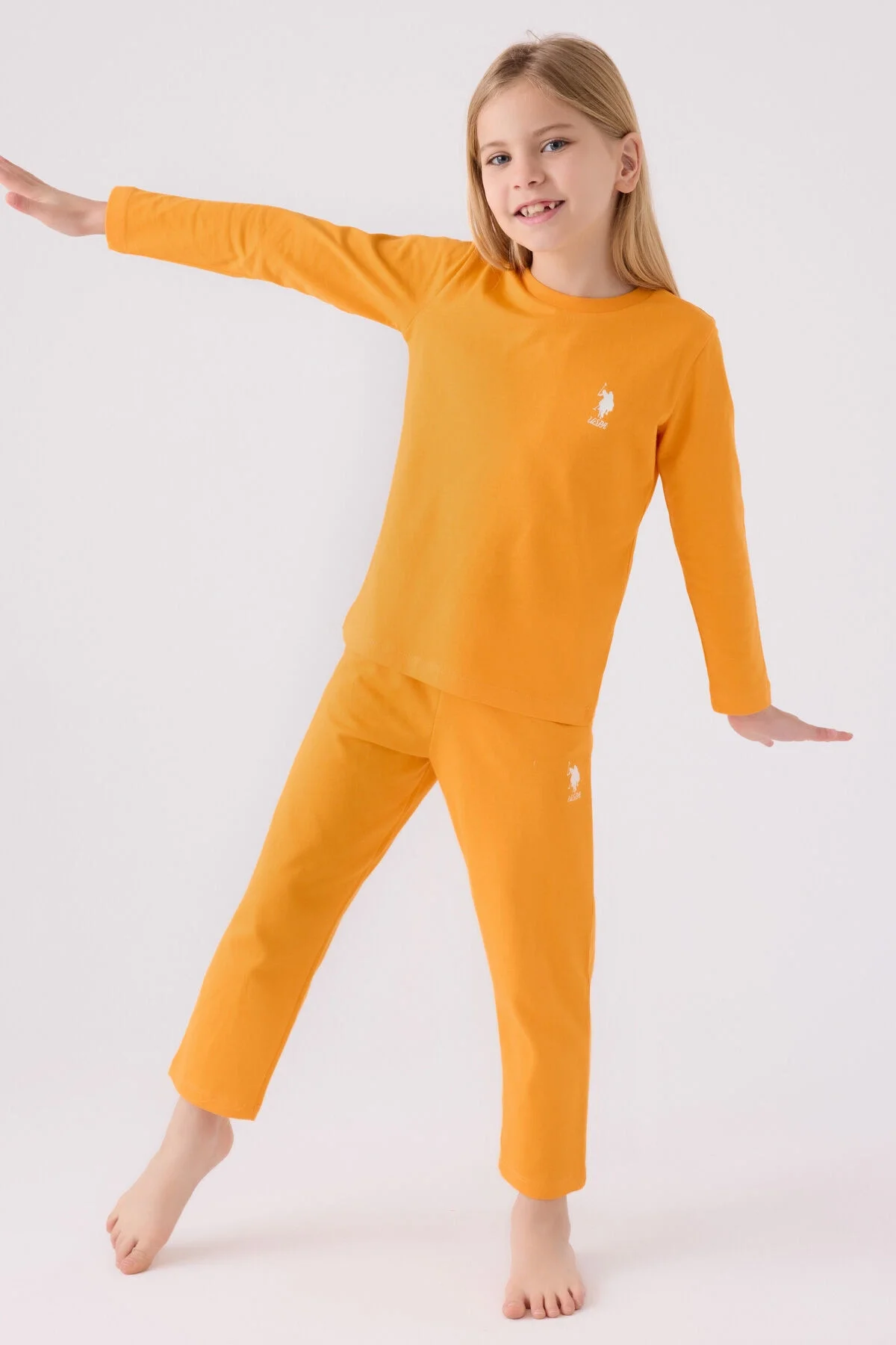 U.S. Polo Assn Kız Çocuk Turuncu Pijama Takımı