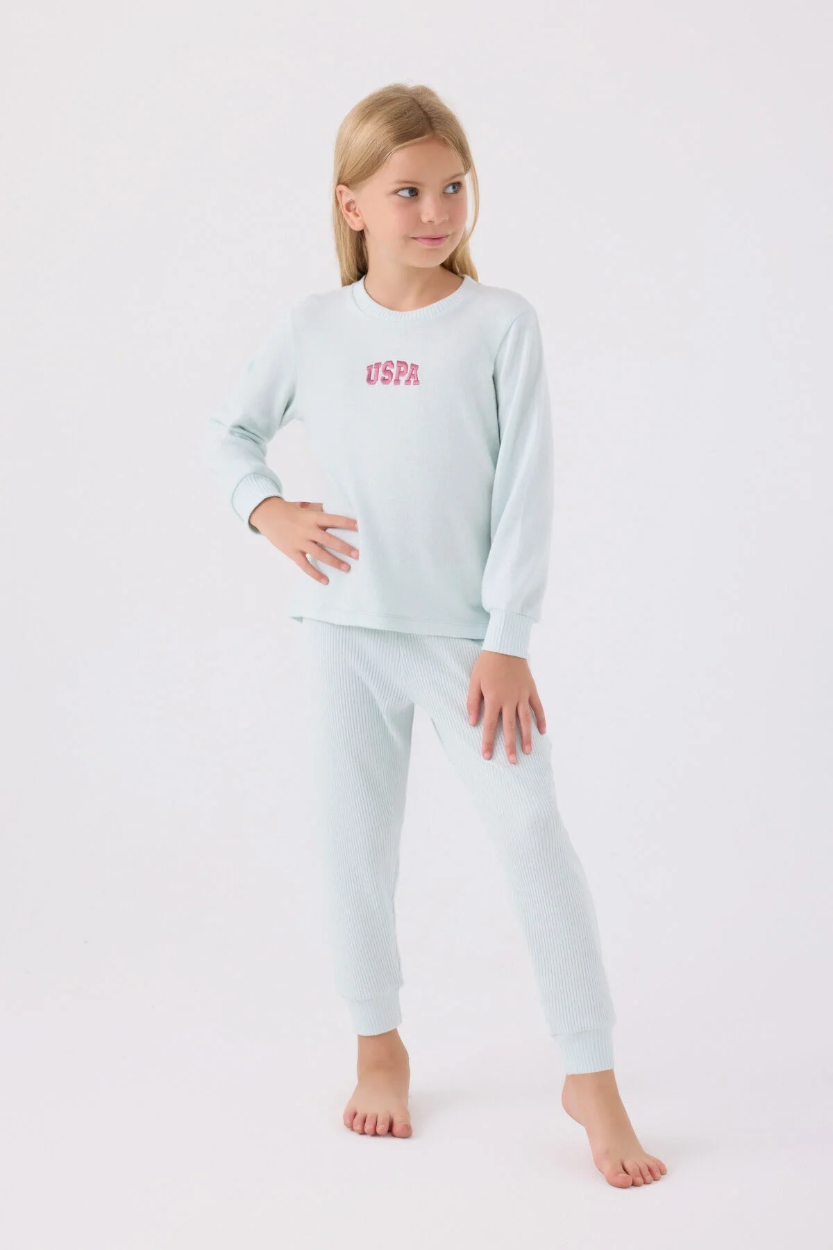 U.S. Polo Assn Kız Çocuk Mavi Pijama Takımı