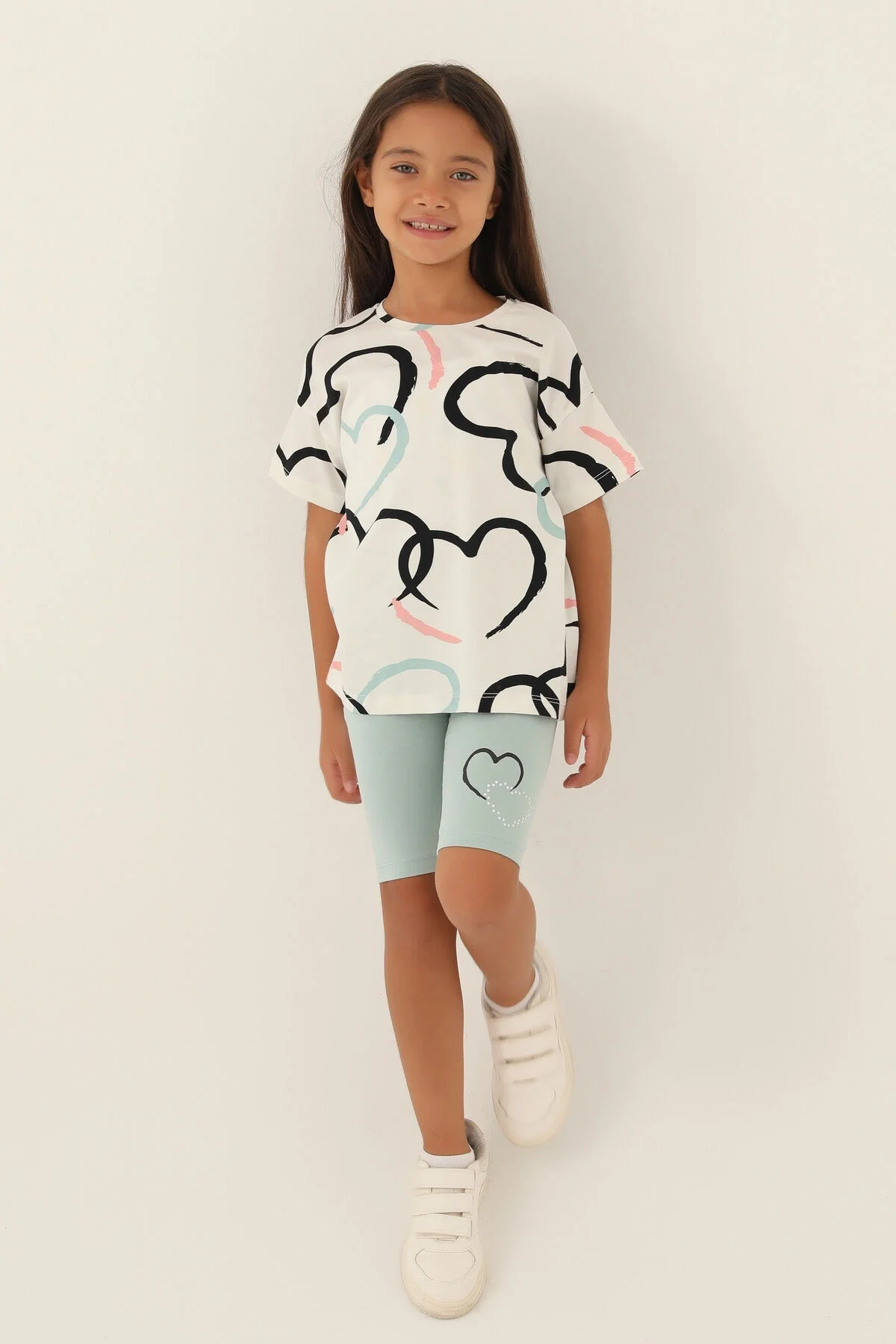 Rolypoly Kız Çocuk Beyaz Bermuda Takım