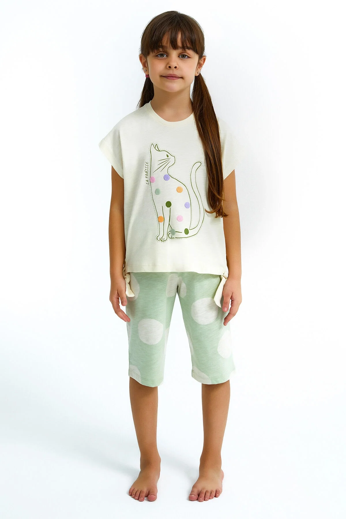 Rolypoly Kız Çocuk Beyaz Kapri Takımı