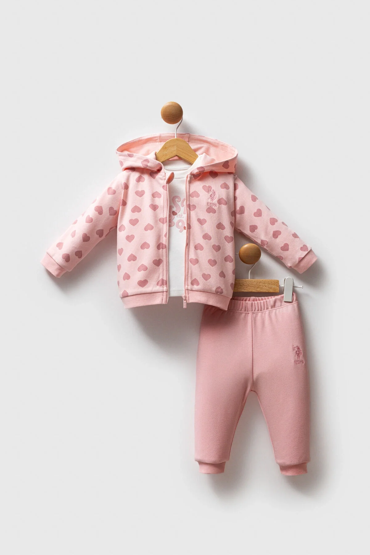 U.S. Polo Assn Kız Bebek Pembe Takım
