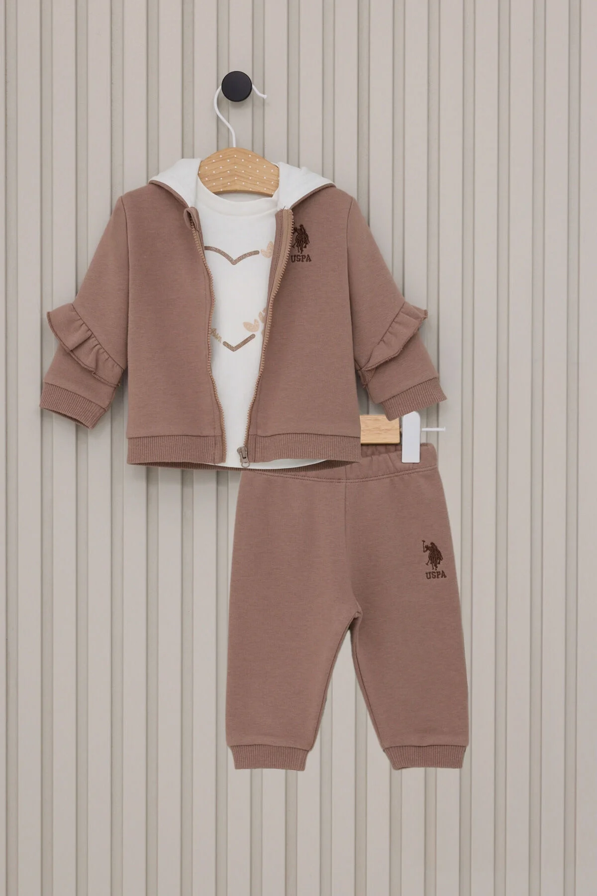 U.S. Polo Assn Kız Bebek Kahverengi Takım