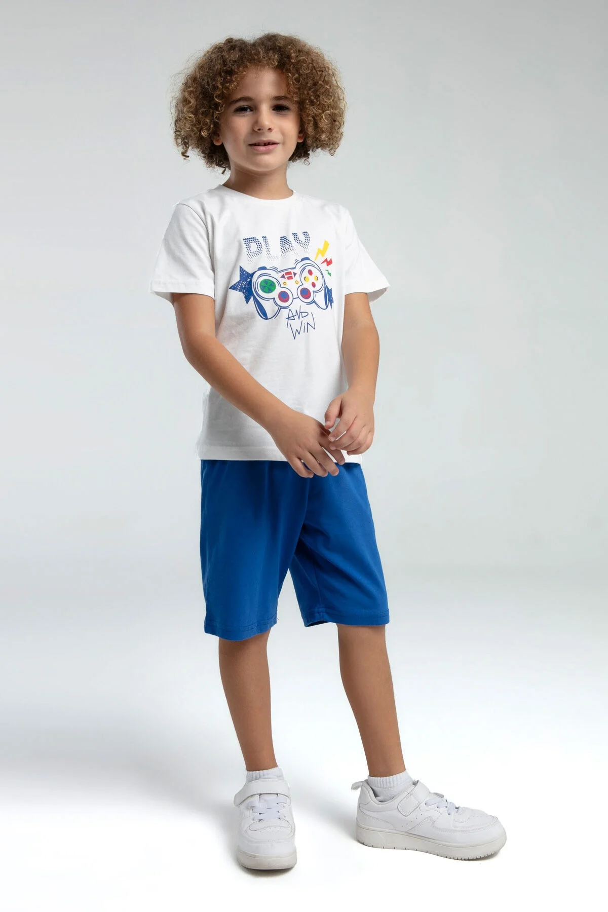 Rolypoly Erkek Çocuk Beyaz Bermuda Takım