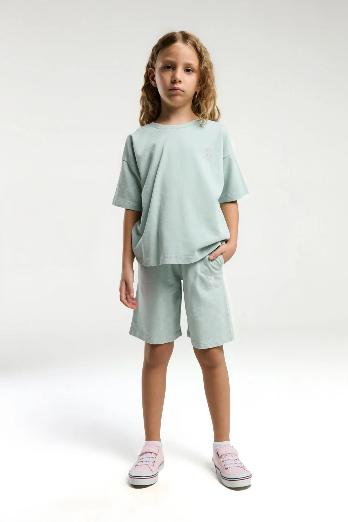 U.S. Polo Assn Kız Çocuk Yeşil Bermuda Takım