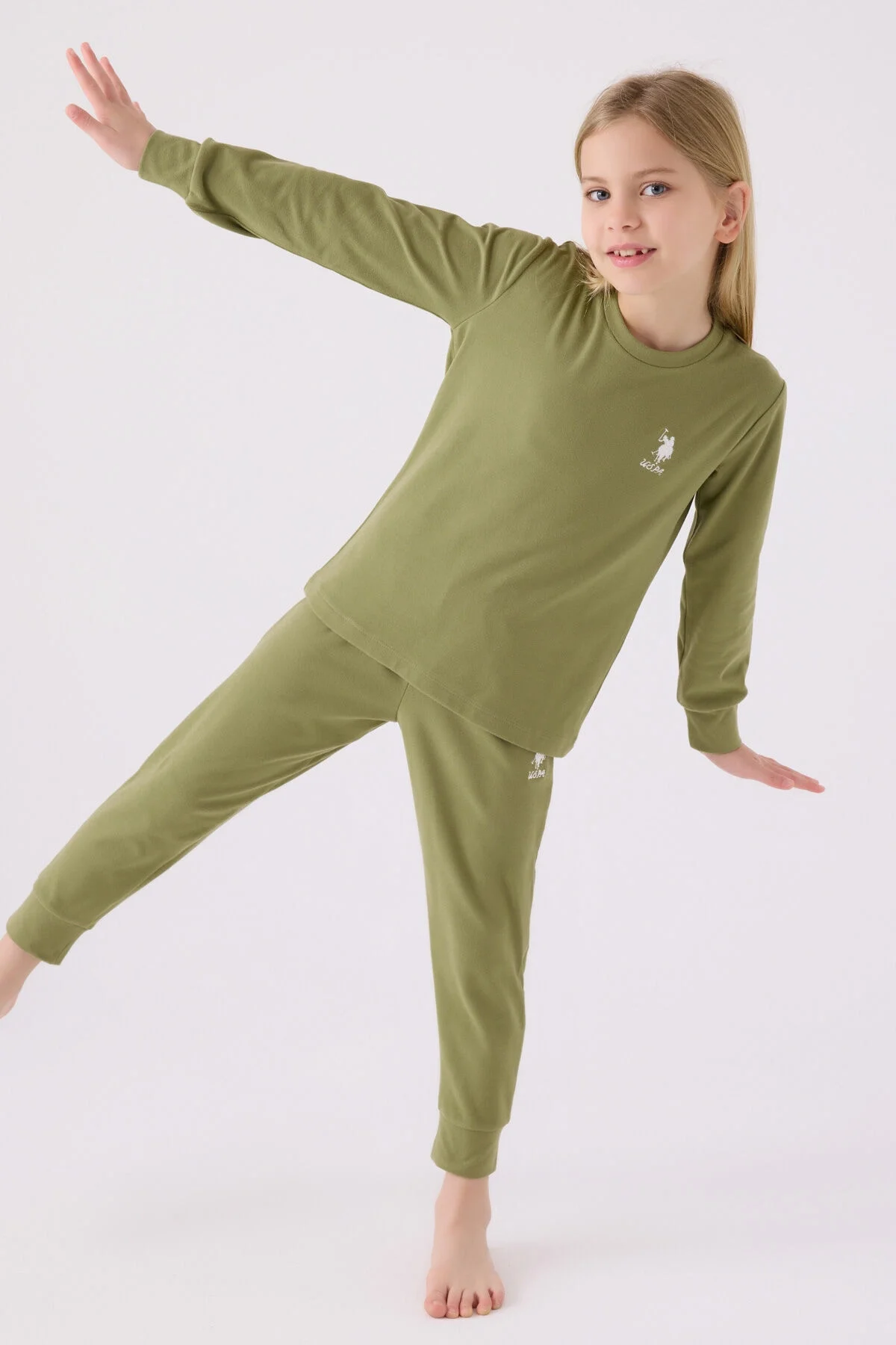 U.S. Polo Assn Kız Çocuk Haki Pijama Takımı