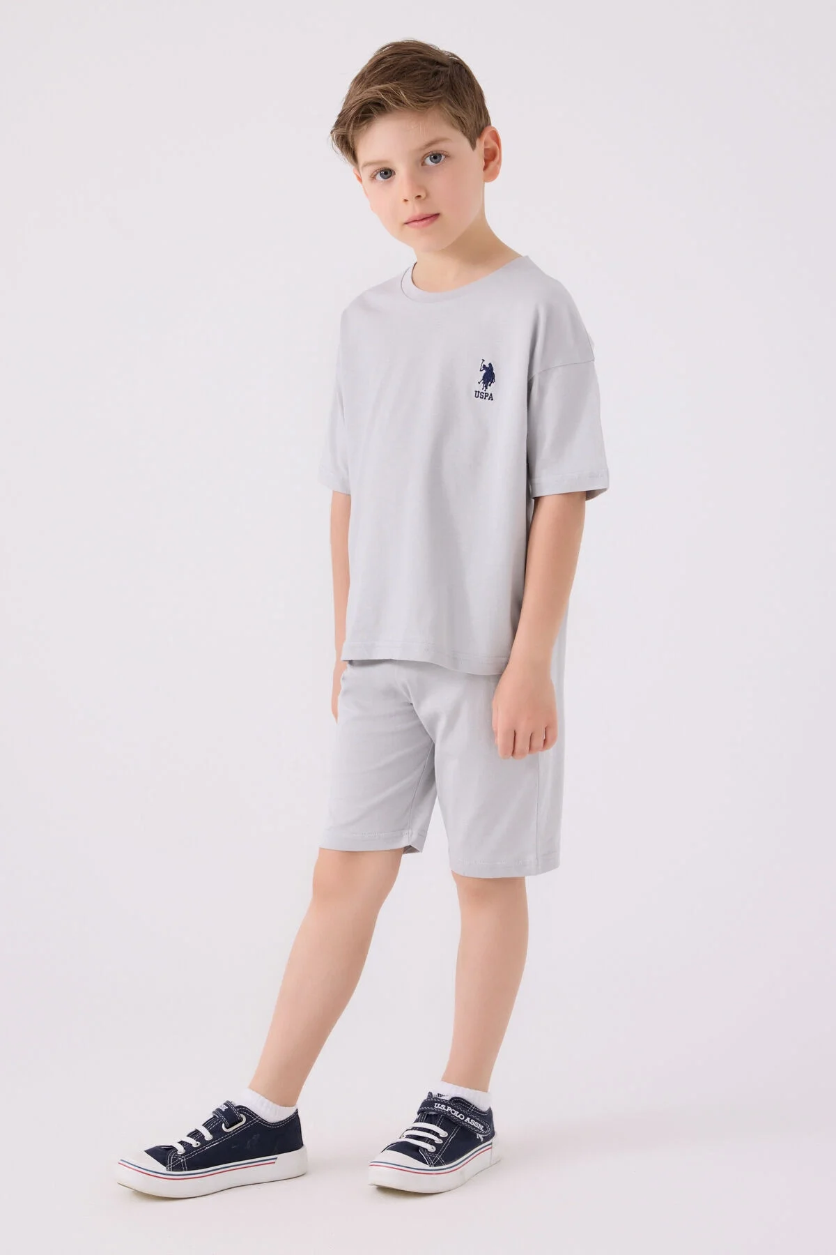 U.S. Polo Assn Erkek Çocuk Gri Bermuda Takım